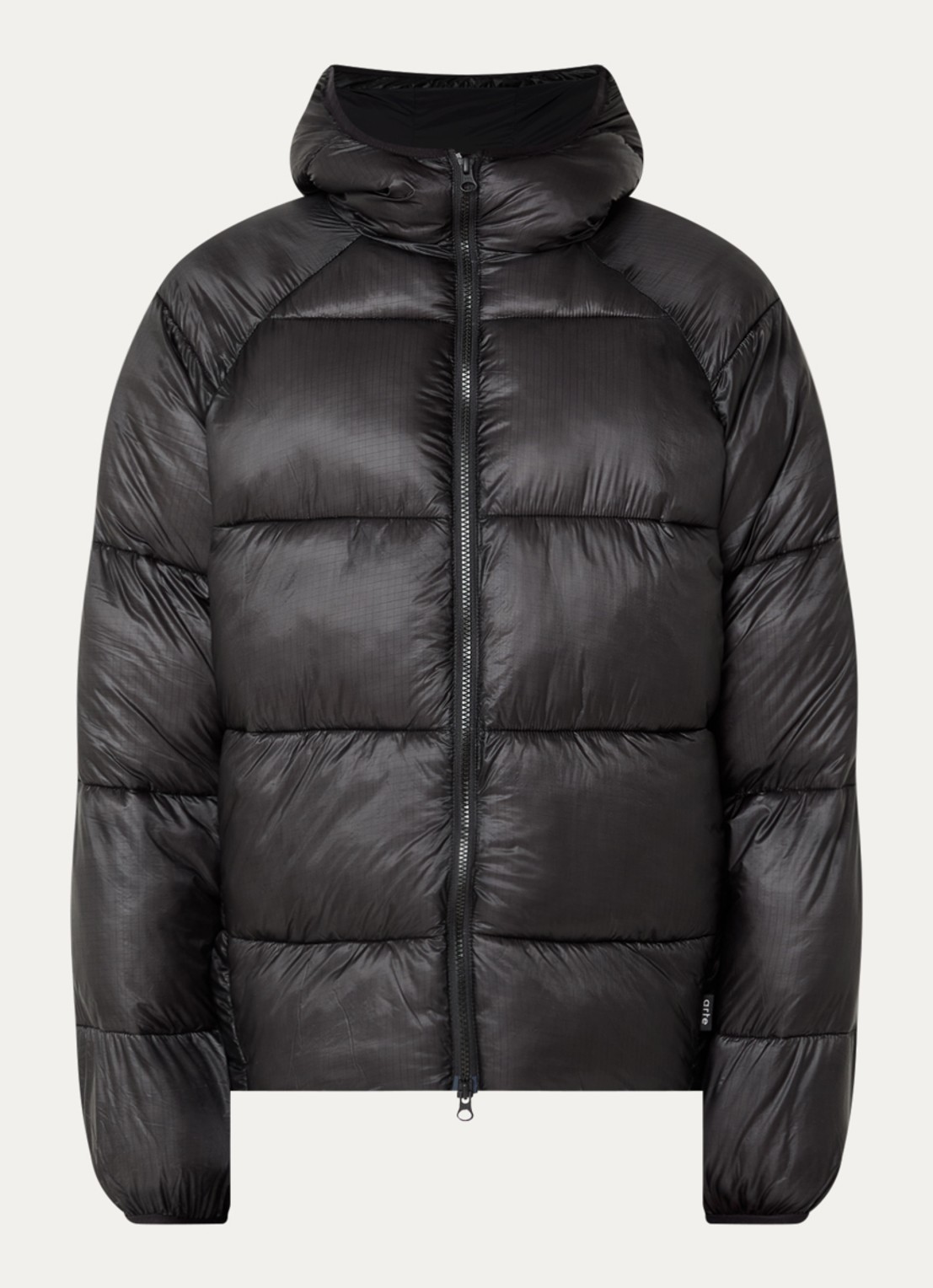 Arte Antwerp Puffer jack met steekzakken met glanzende finish - voorkant 2 zwart
