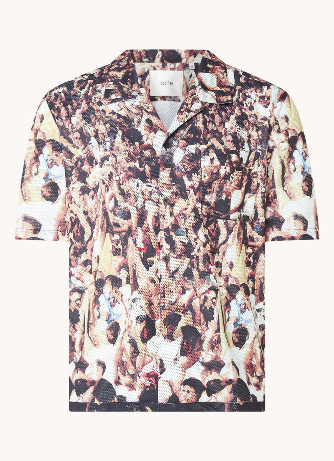 Arte Antwerp Regular fit overhemd met print - voorkant 3 bruin