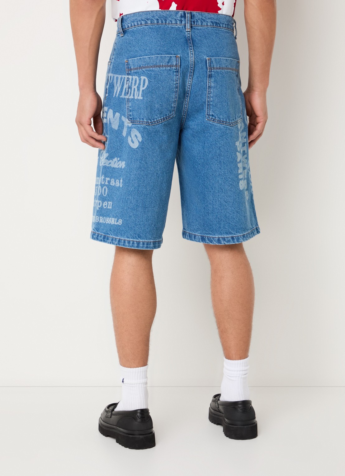 Arte Antwerp Straight fit korte broek van denim met logoprint - achterkant 2 indigo