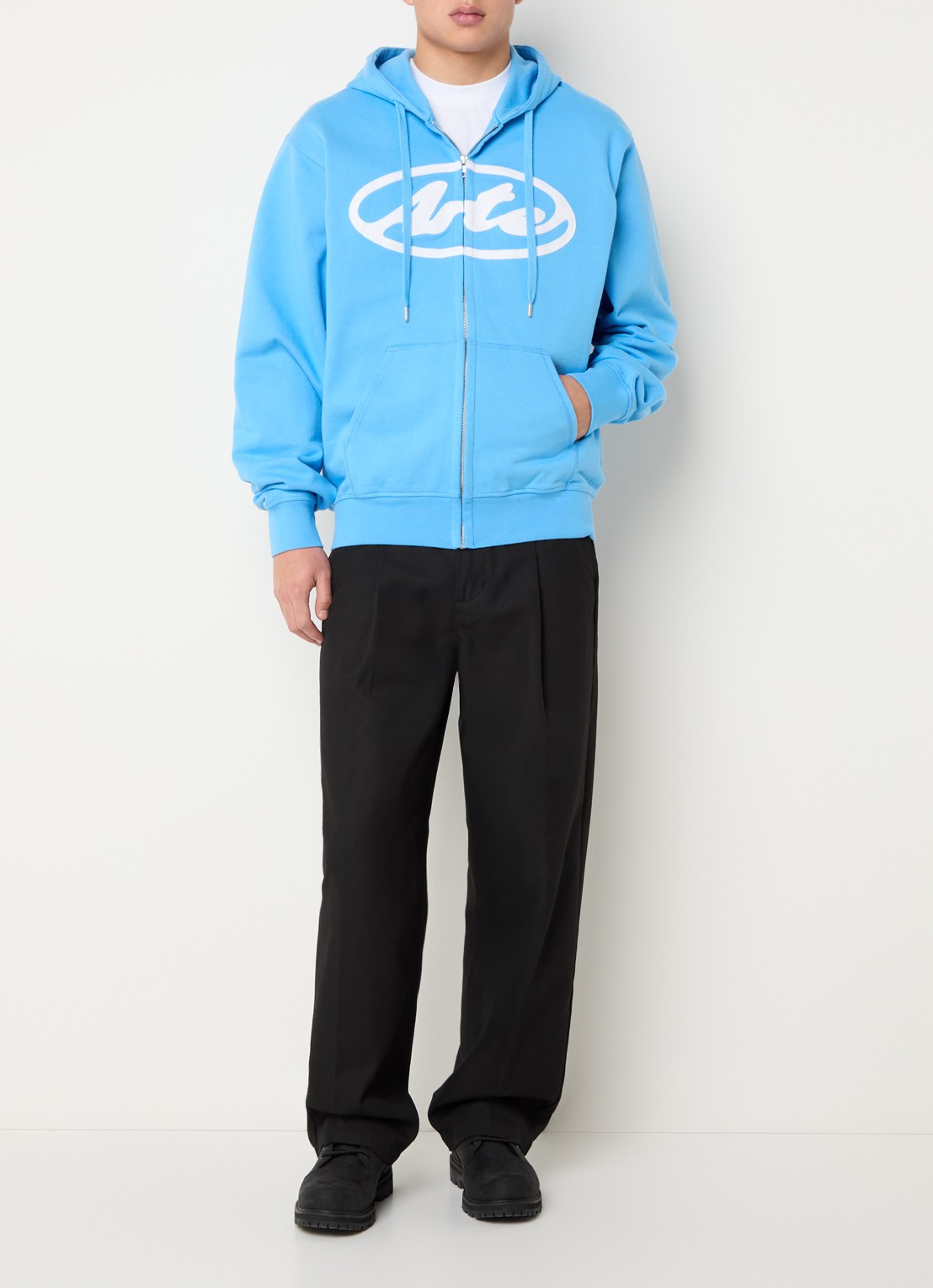 Arte Antwerp Sweatvest met capuchon en steekzakken - voorkant 4 blauwgrijs