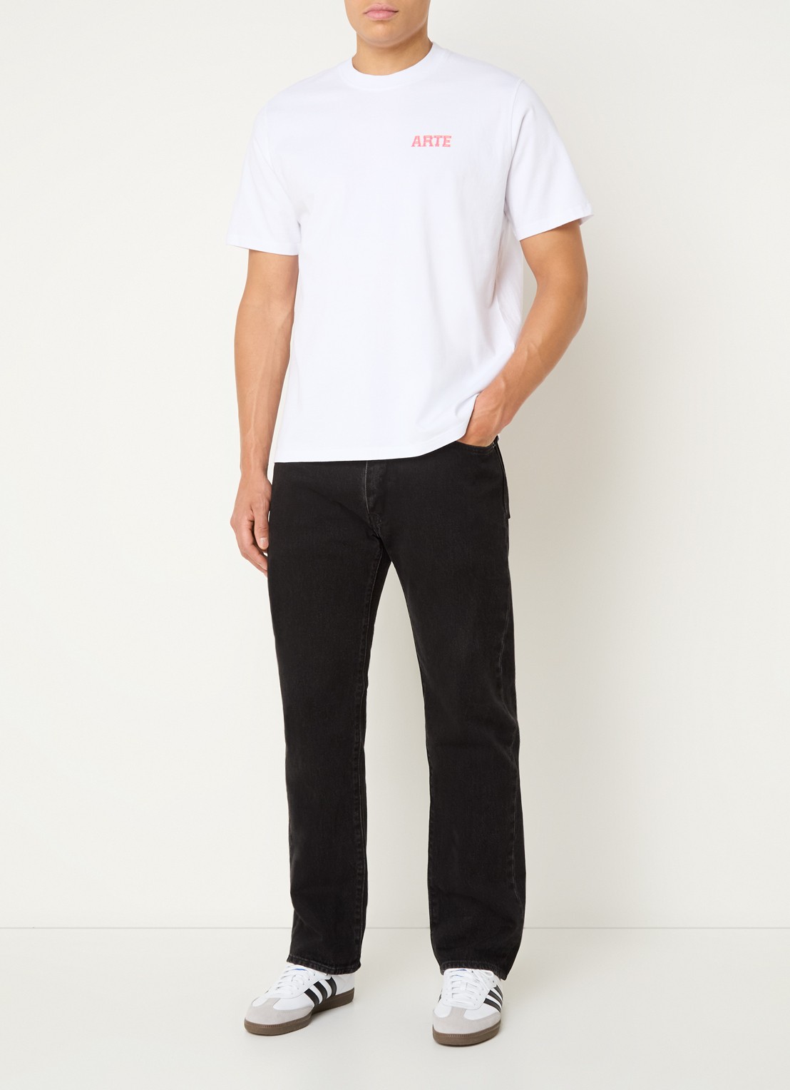 Arte Antwerp T-shirt met logo- en backprint - voorkant 4 wit
