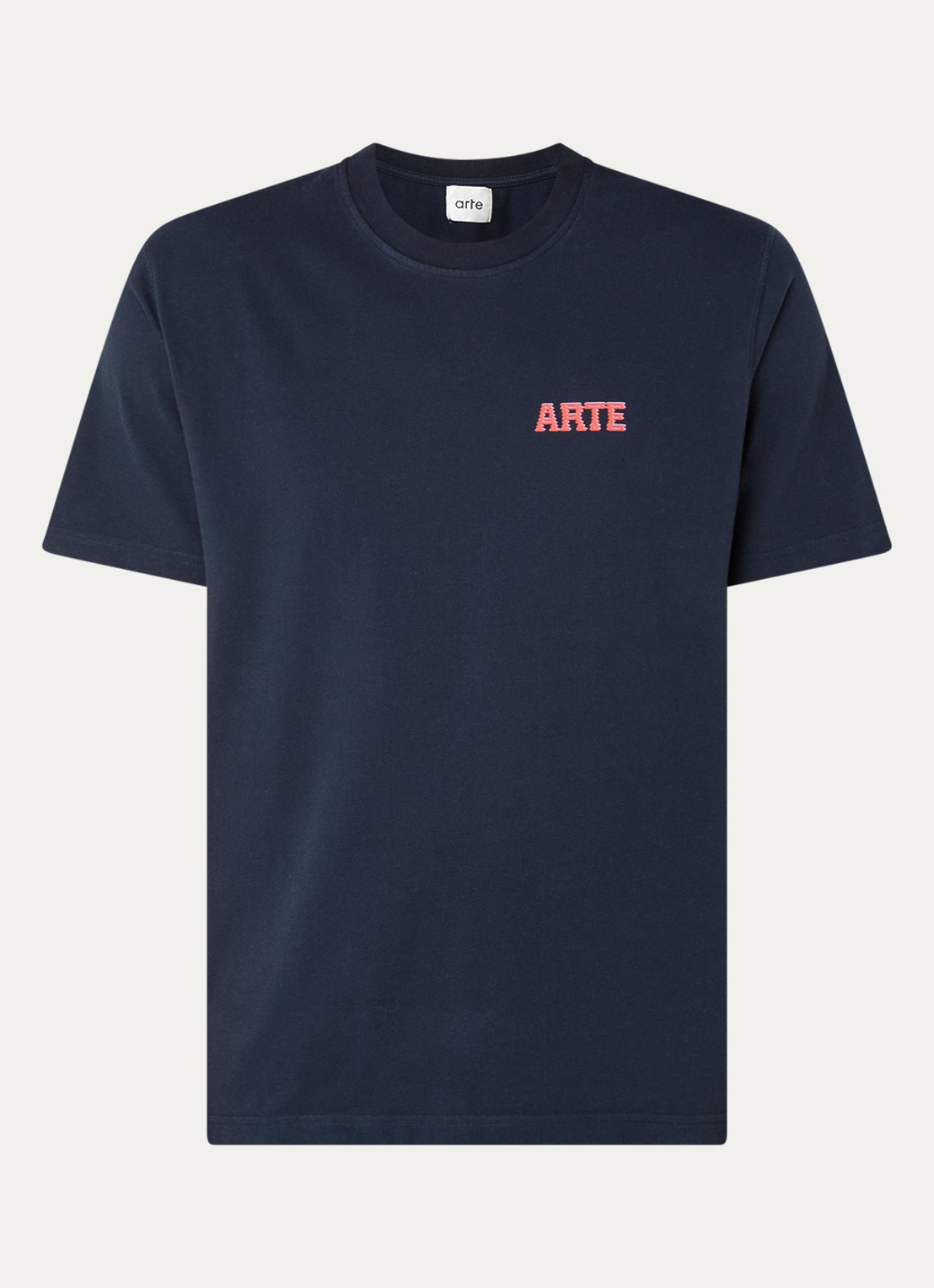 Arte Antwerp T-shirt met logo- en backprint - voorkant donkerblauw