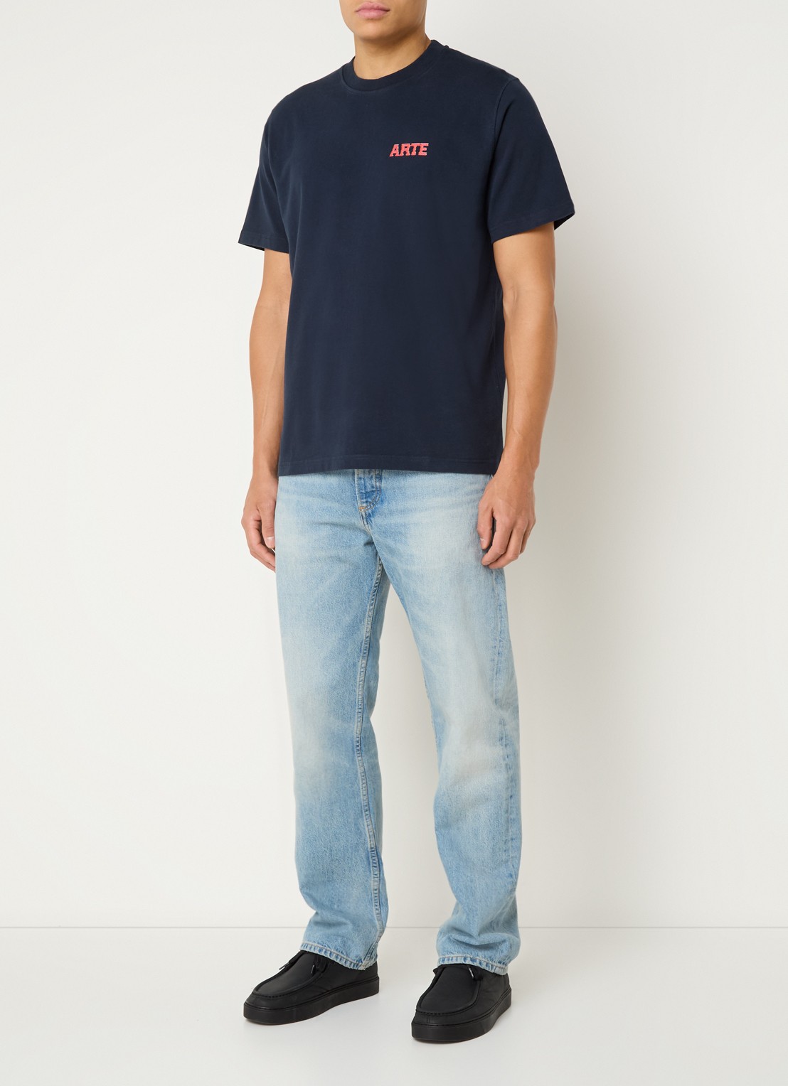 Arte Antwerp T-shirt met logo- en backprint - voorkant 2 donkerblauw