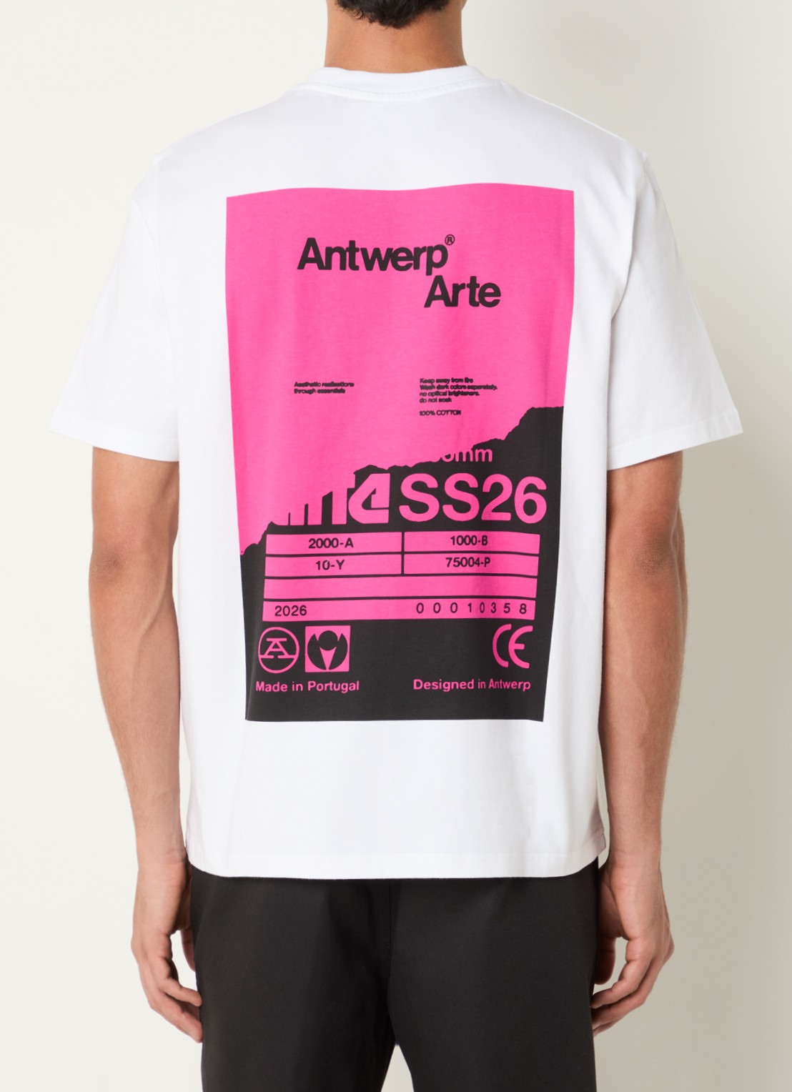 Arte Antwerp T-shirt met logo- en backprint - detail wit