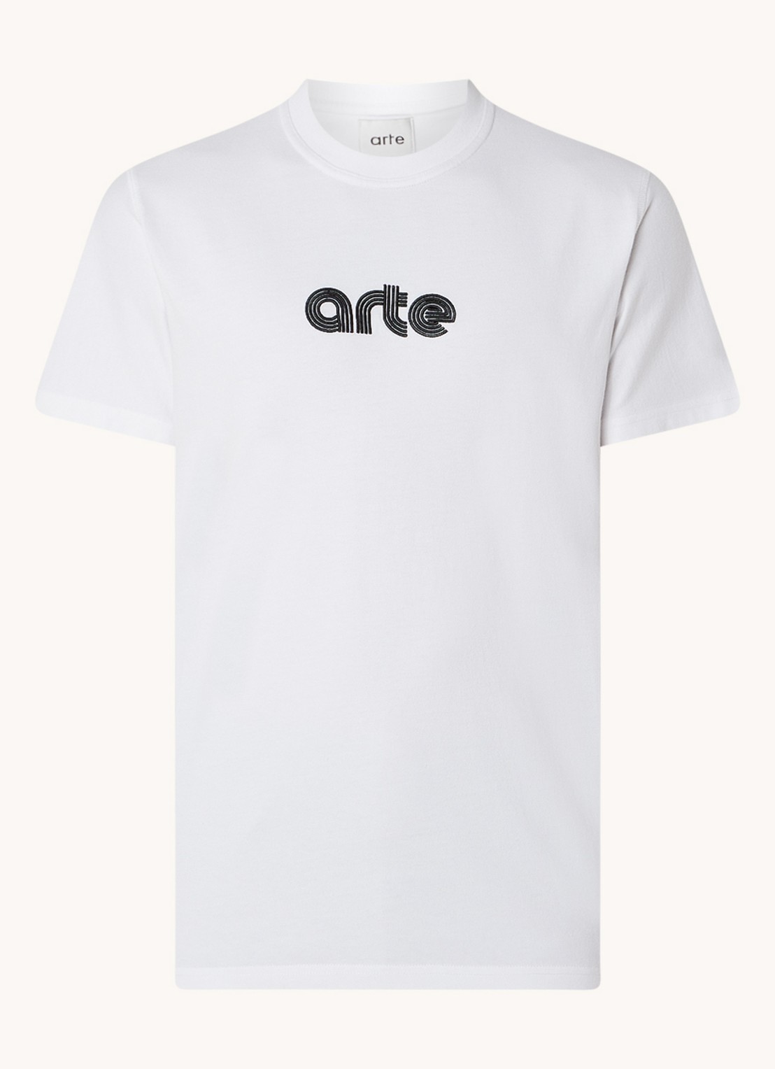 Arte Antwerp T-shirt met logoborduring en ronde hals - voorkant 3 wit
