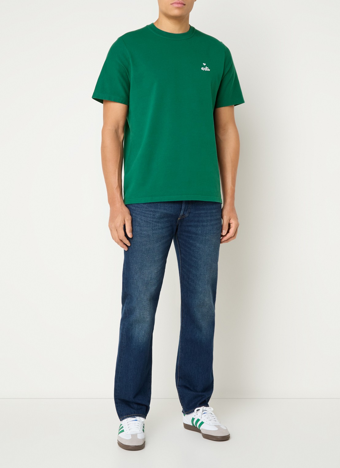 Arte Antwerp T-shirt met logoborduring - voorkant 4 donkergroen