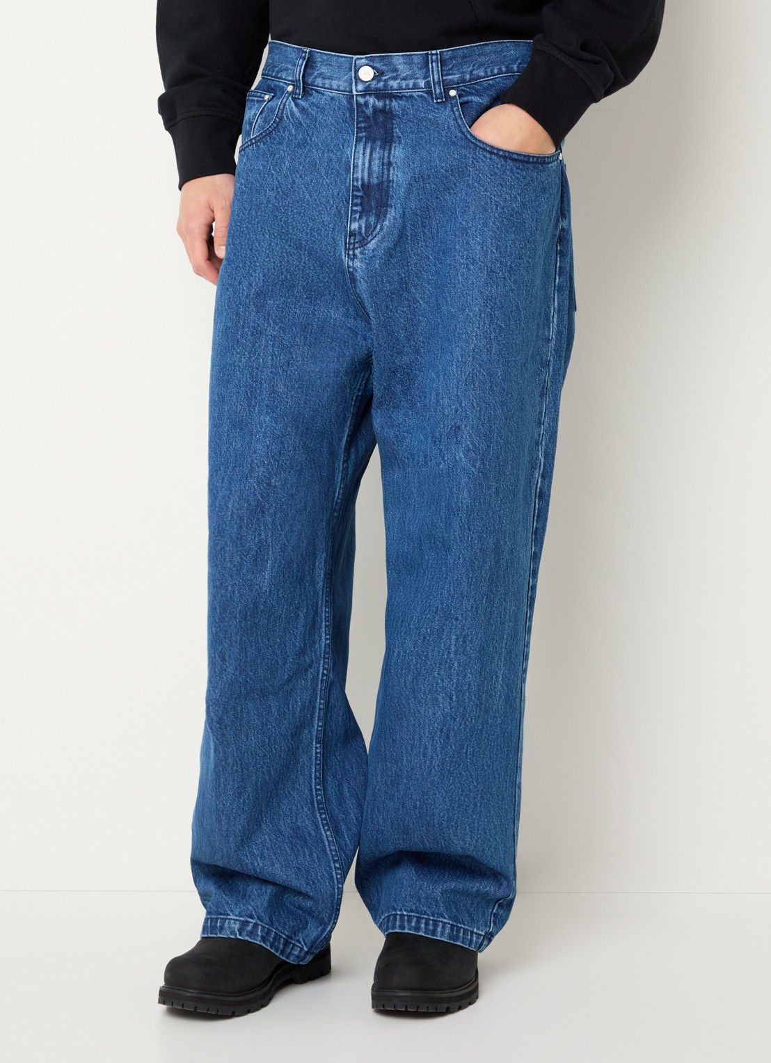 Arte Antwerp Wide leg jeans met donkere wassing - detail 2 indigo