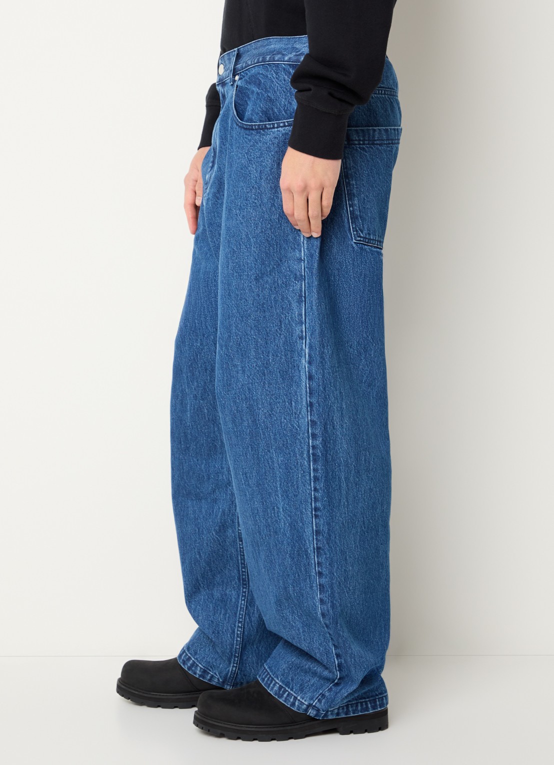 Arte Antwerp Wide leg jeans met donkere wassing - detail 3 indigo