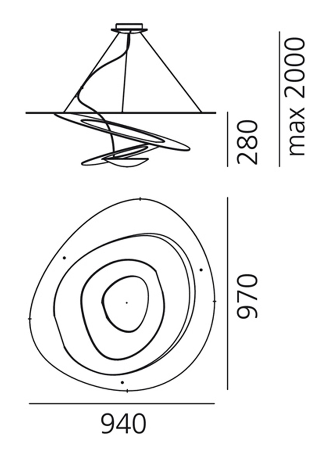 Artemide Pirce hanglamp 97 x 94 cm - detail 6 gebroken wit