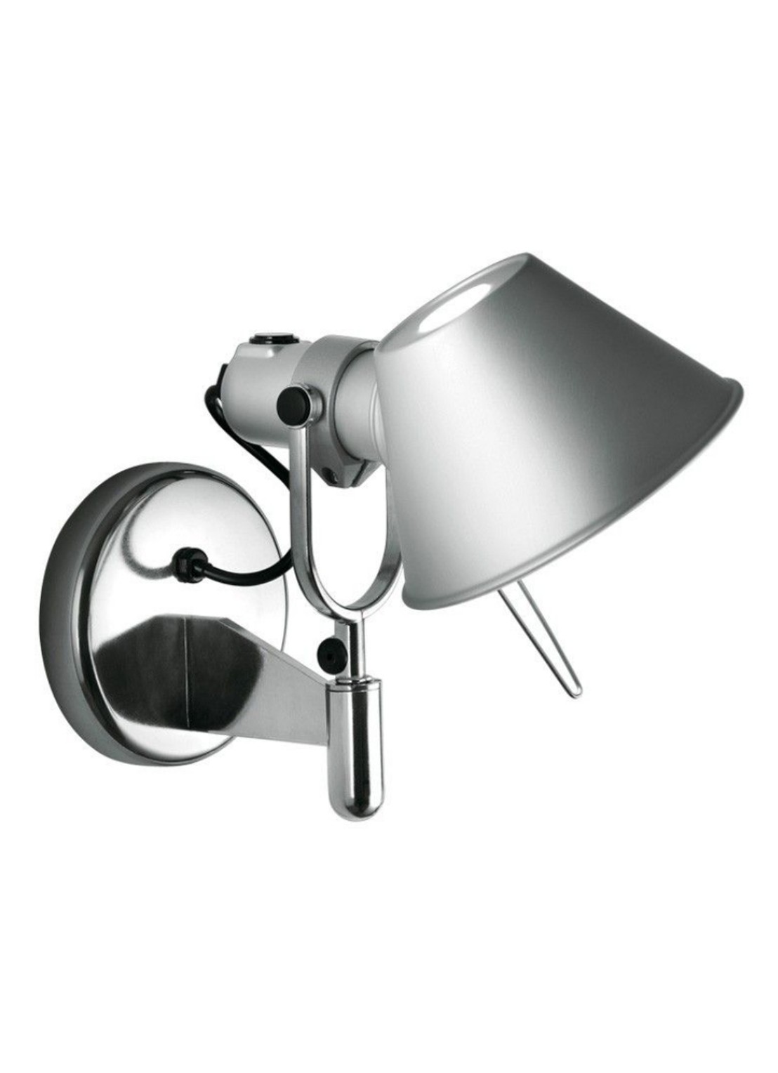Artemide Tolomeo Micro Faretto wandlamp retrofit met schakelaar - voorkant grijs