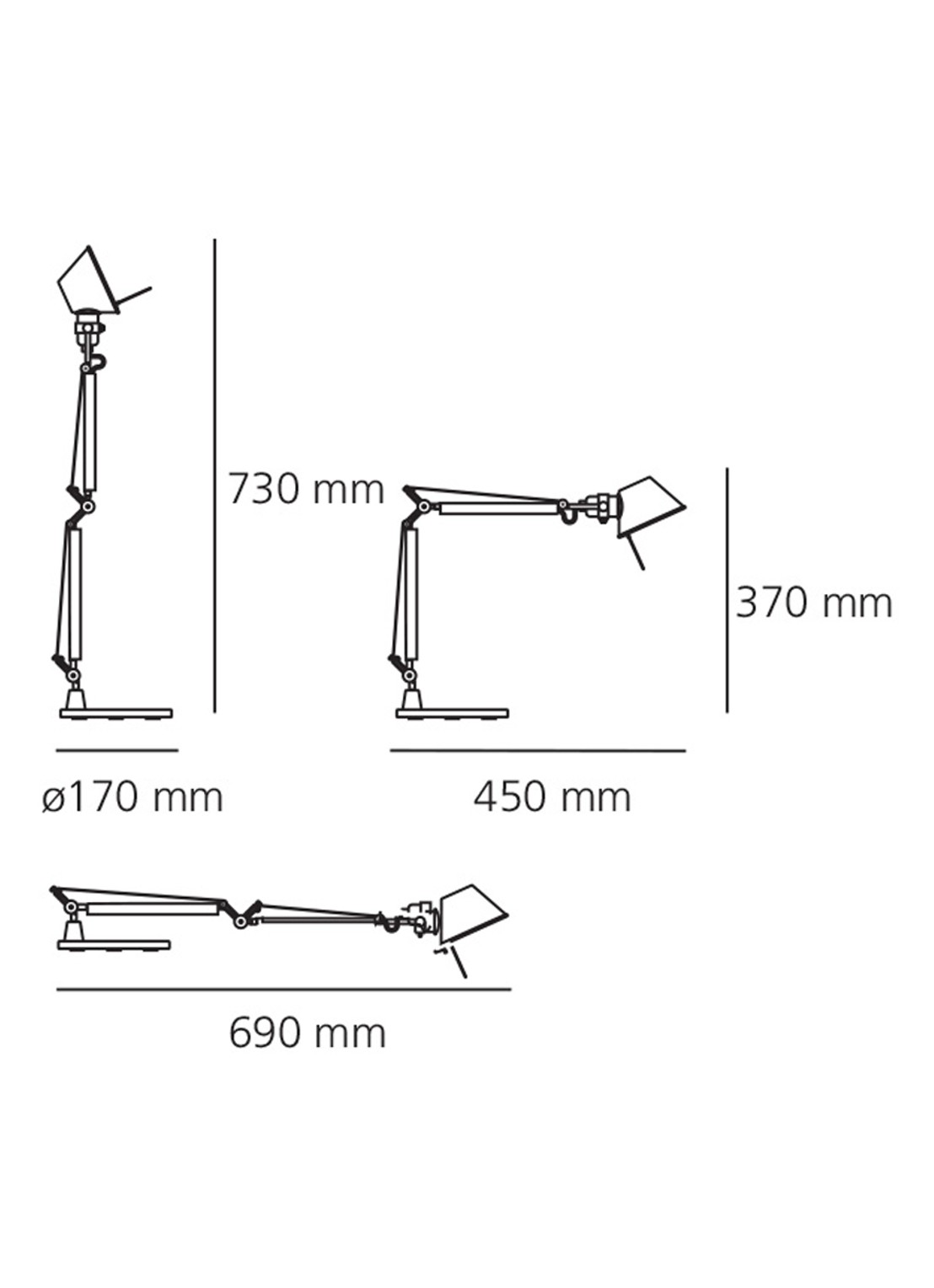 Artemide Tolomeo Micro tafellamp 73 x Ø17 cm - detail 5 metaal