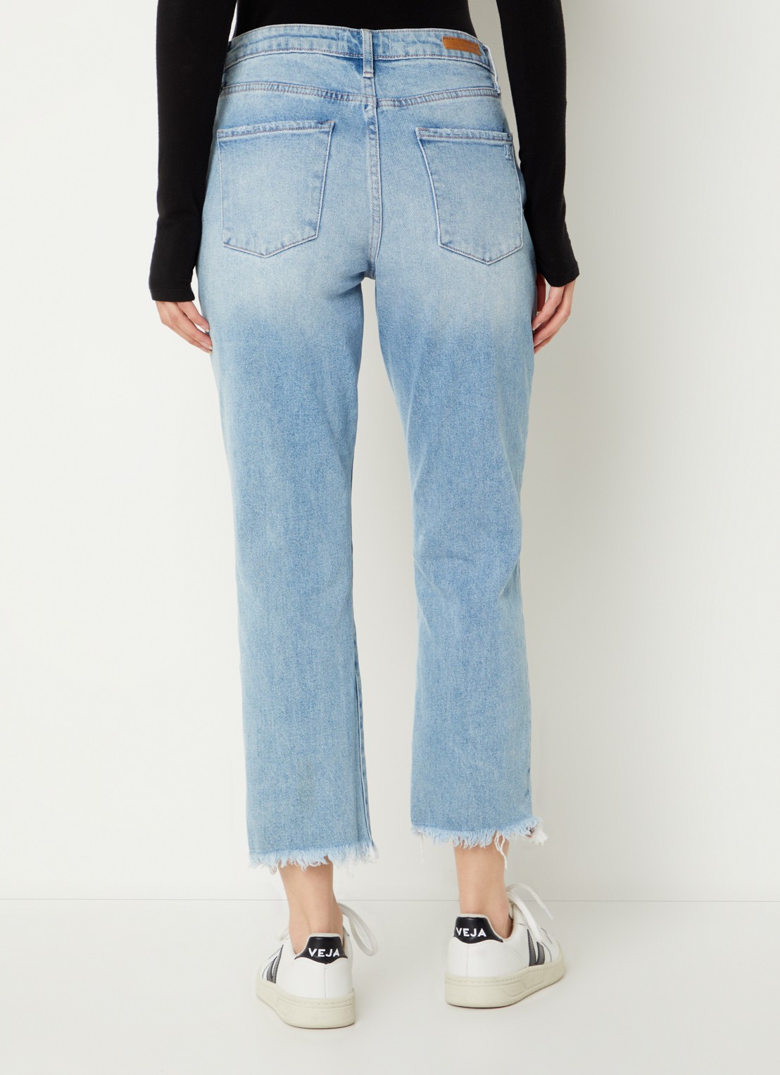 Articles of Society Kate high waist straight leg cropped jeans met lichte wassing - achterkant 3 indigo