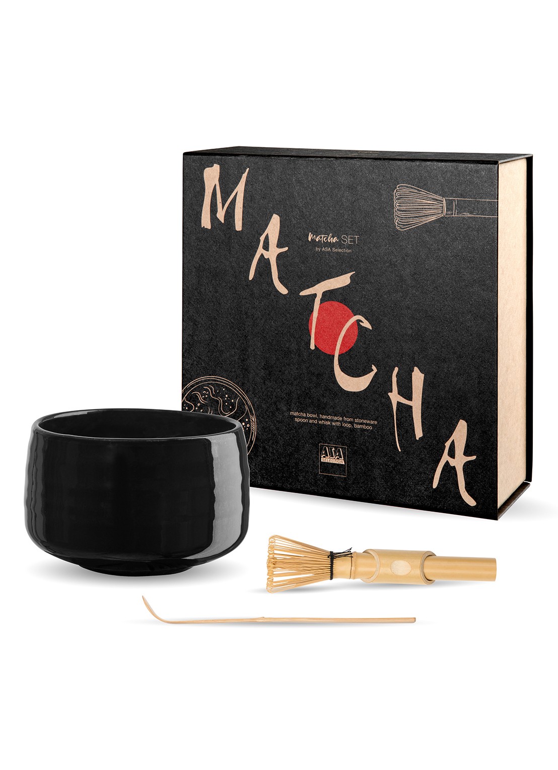 ASA Matcha serviesset in geschenkdoos 3-delig - voorkant 2 zwart