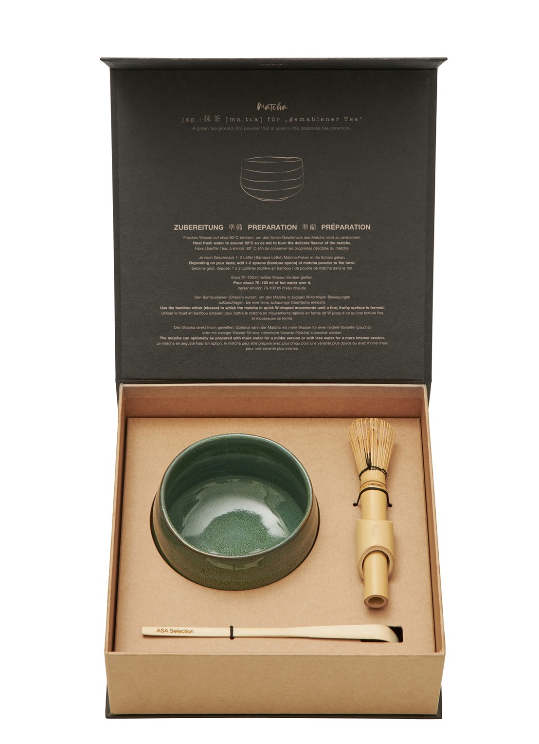 ASA Matcha serviesset in geschenkdoos 3-delig - voorkant groen