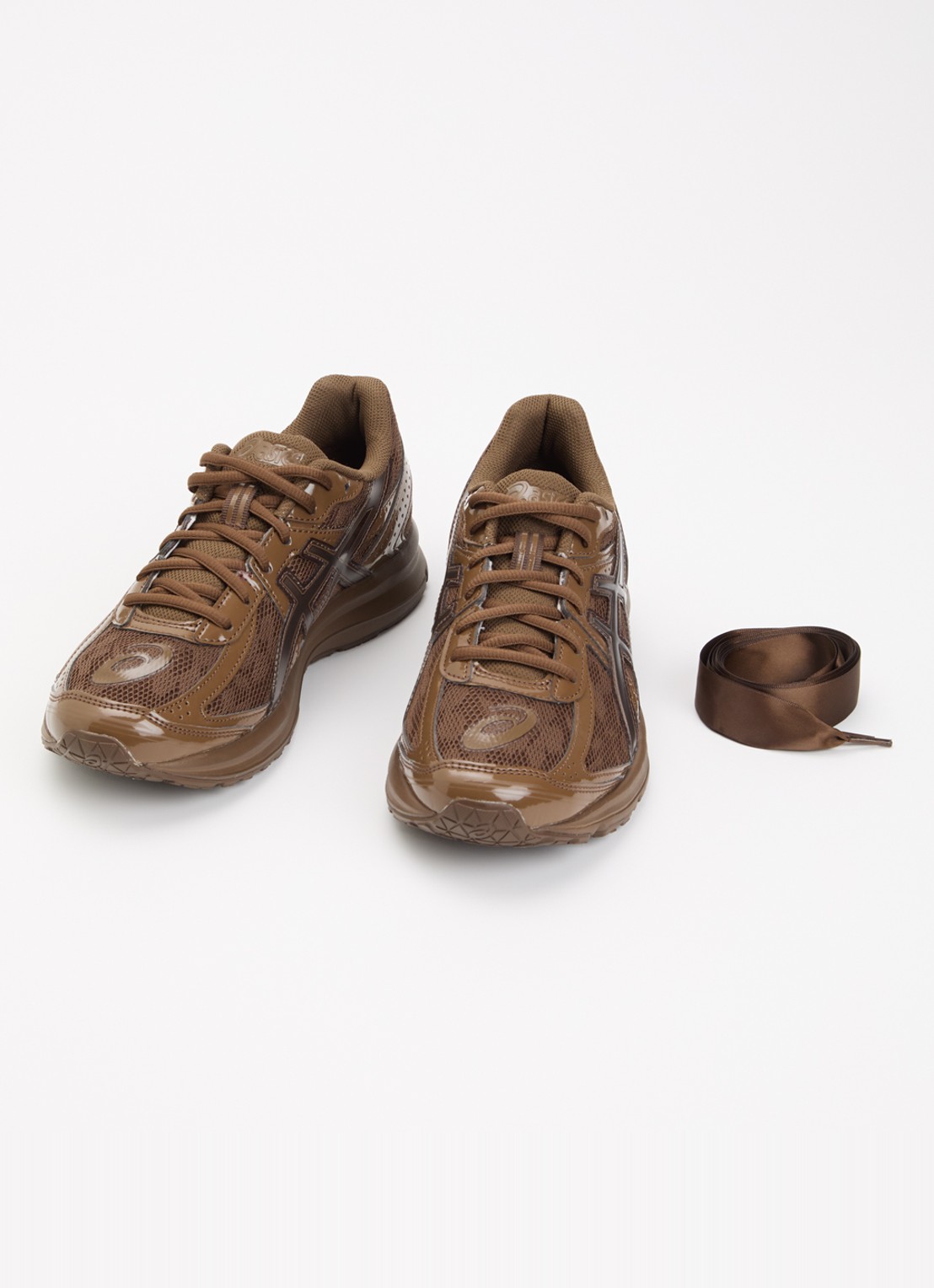 ASICS Jog 100S sneaker van mesh met logo - detail bruin