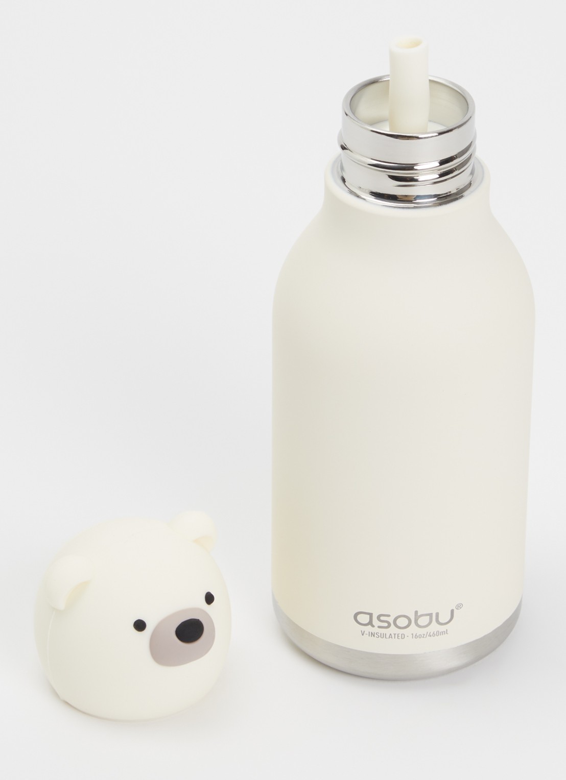 Asobu Bear Bestie waterfles 46 cl - voorkant 2 wit