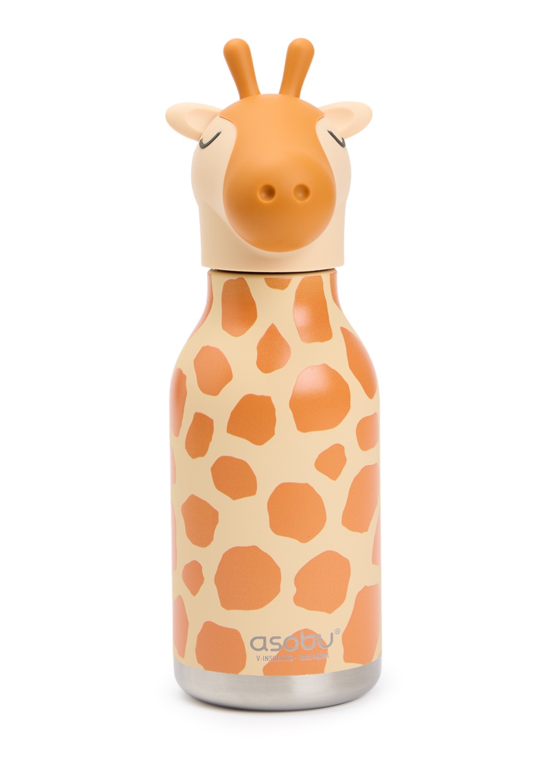 Asobu Giraffe Bestie waterfles 46 cl - voorkant oranjebruin