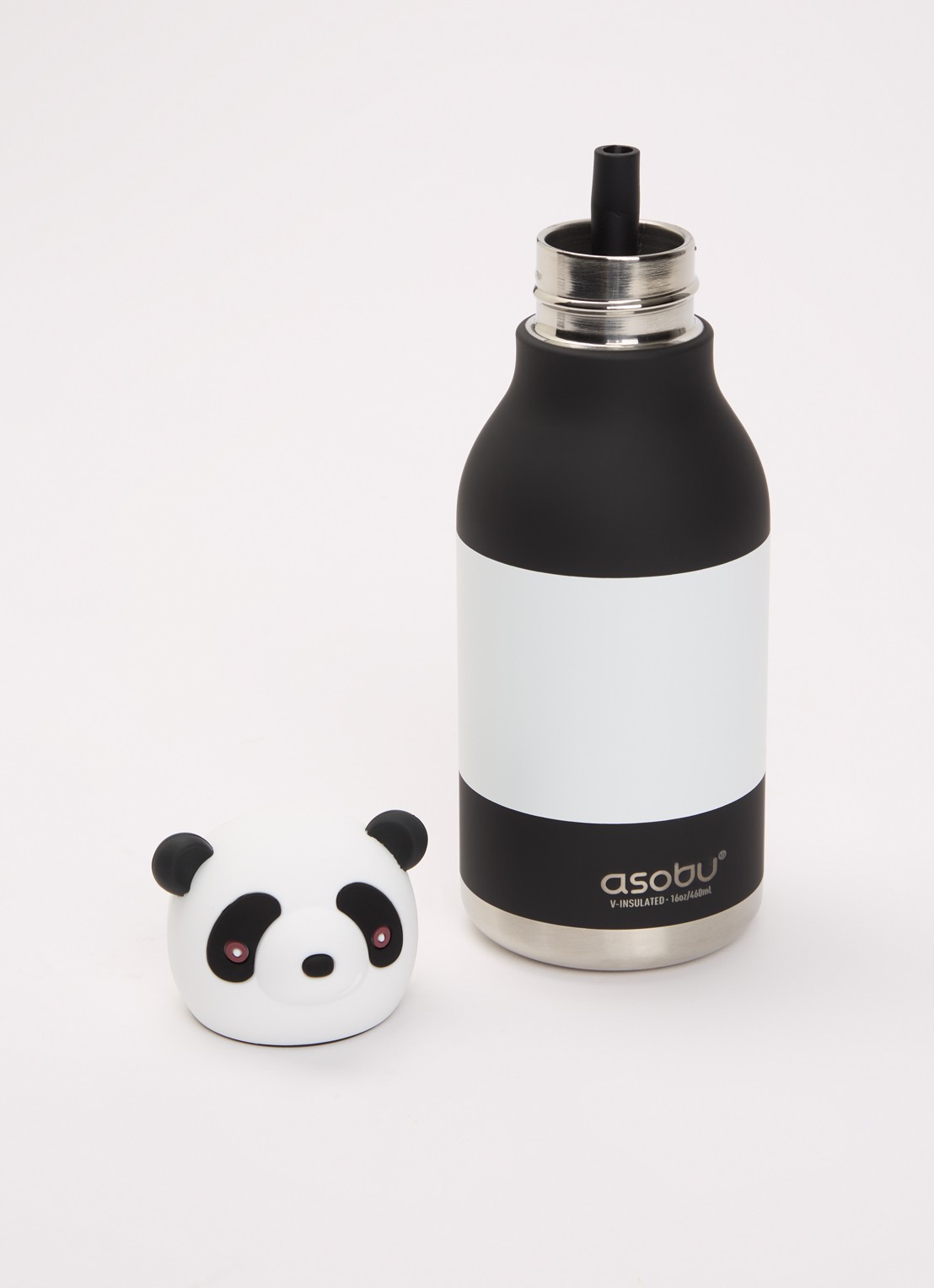 Asobu Panda Bestie waterfles 46 cl - voorkant 2 zwart