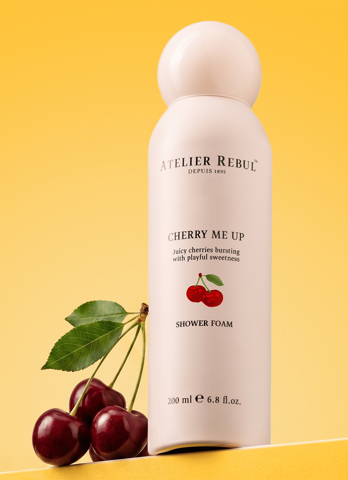 Atelier Rebul Cherry Me Up Shower Foam 200 ml - doucheschuim - voorkant 2 wit