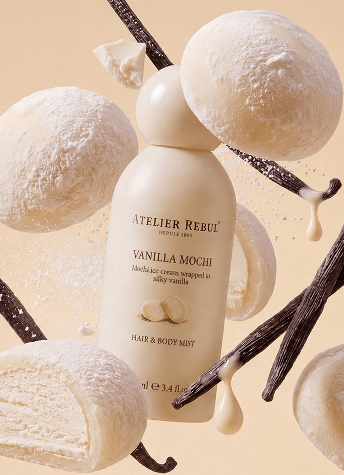 Atelier Rebul Vanilla Mochi Hair & Body mist 100 ml - voorkant 2 wit