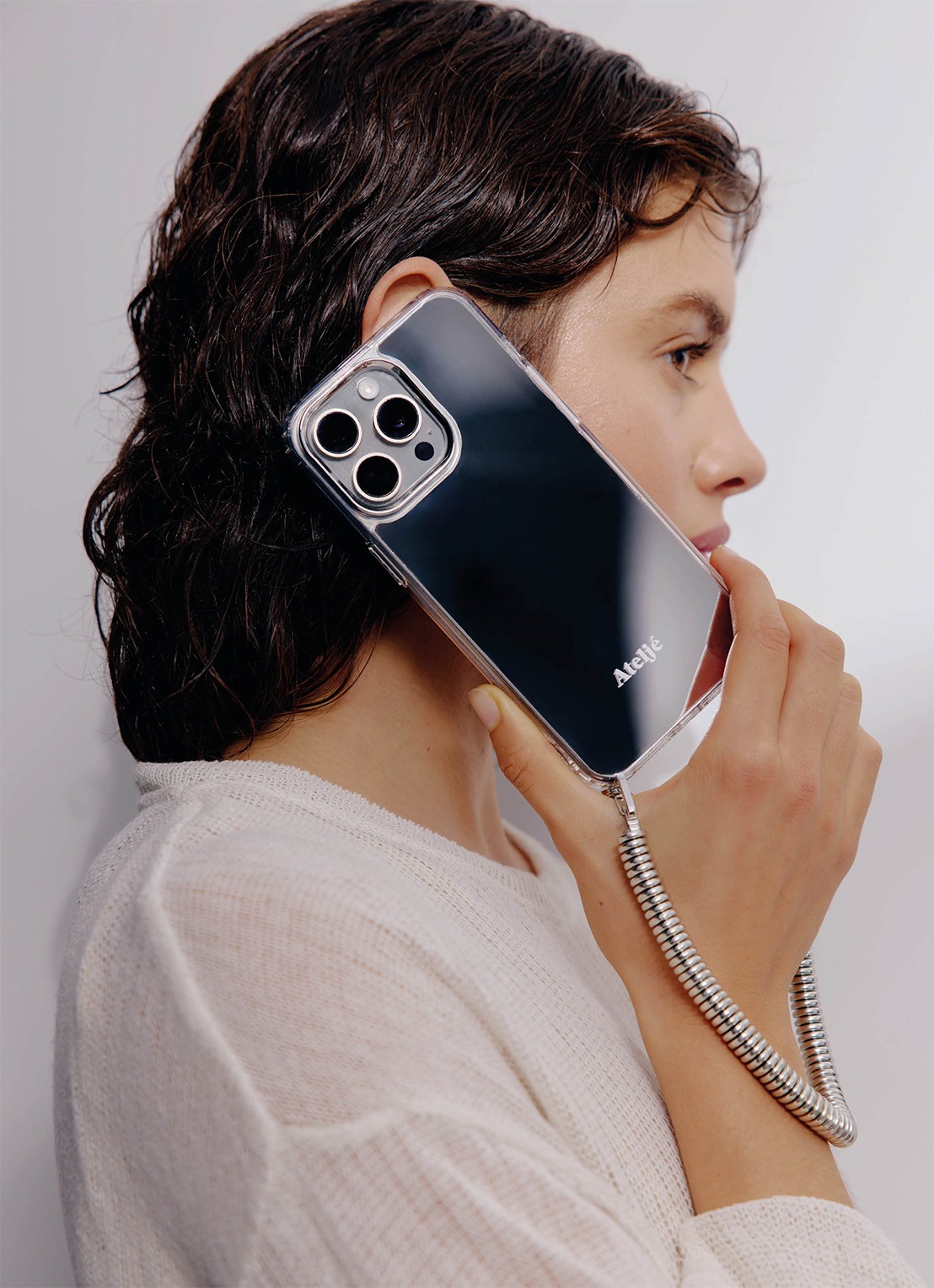 Ateljé Orbit telefoonkoord  - voorkant 2 zilver