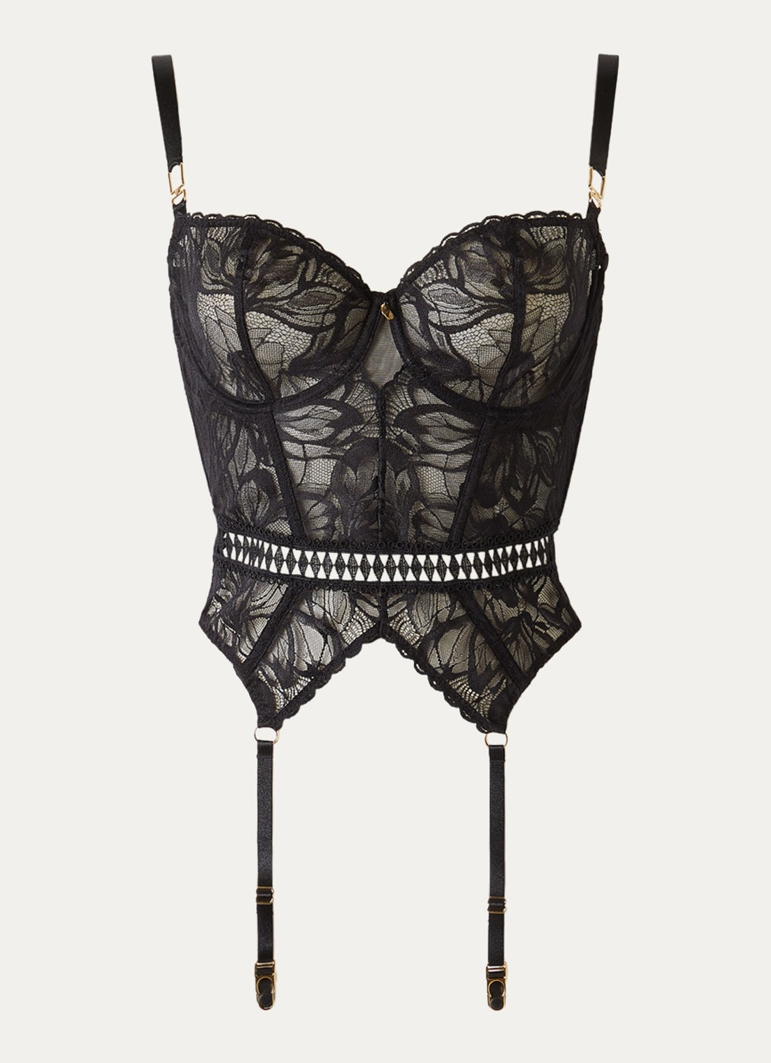 Aubade After Hours bustier van kant - voorkant zwart