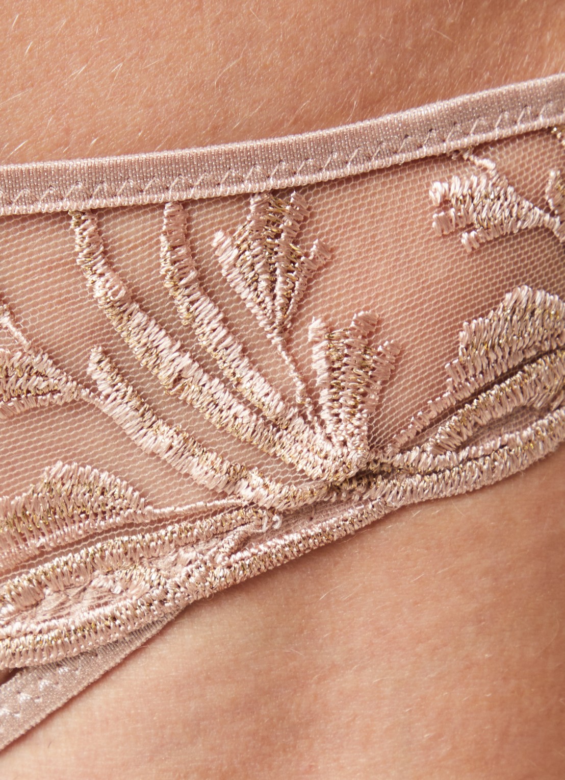 Aubade Cosmic Romance string van mesh  met lurexborduring - detail 5 oudroze