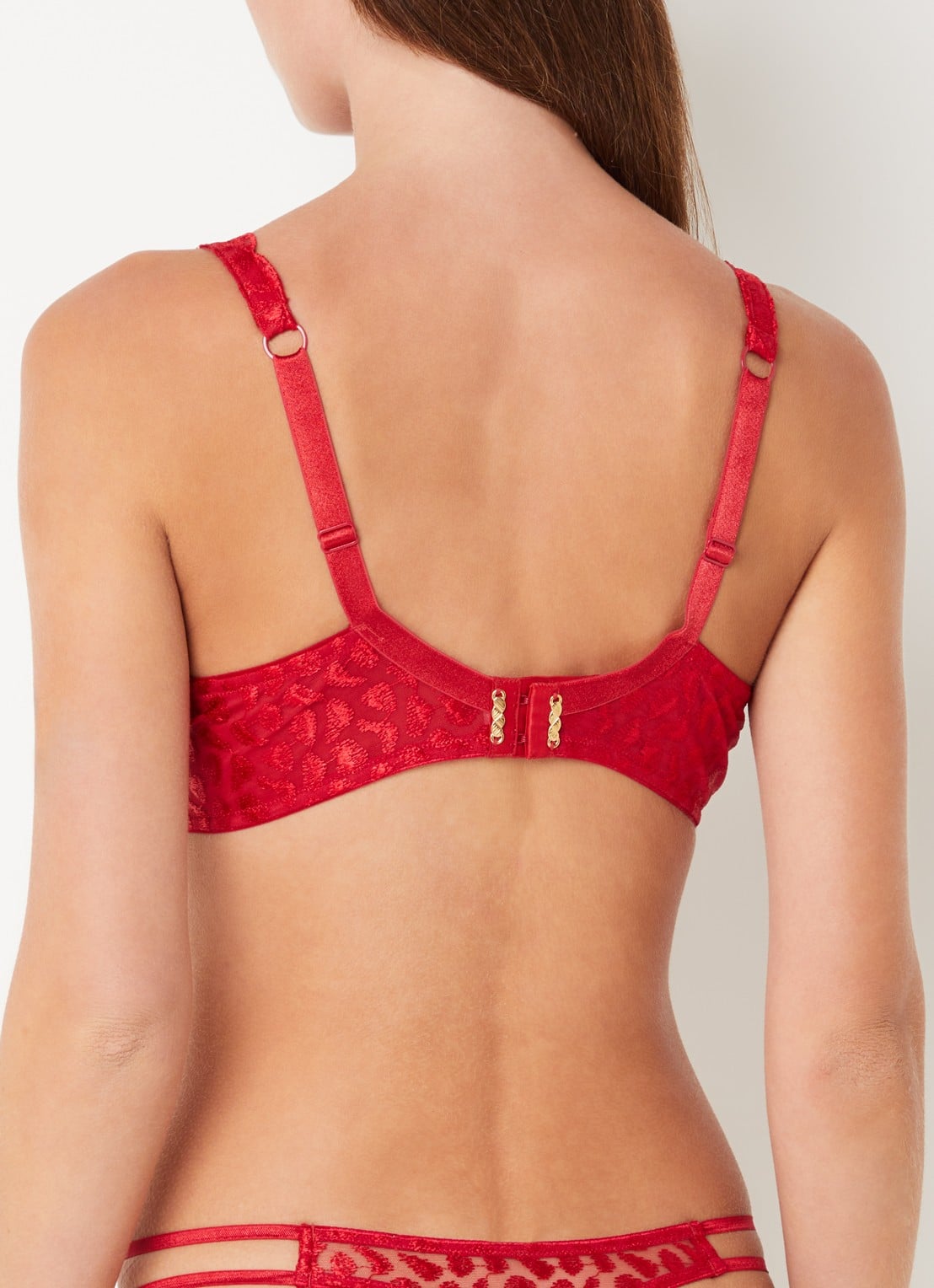 Aubade Crazy In Love push-up bh met overlay van mesh - achterkant rood