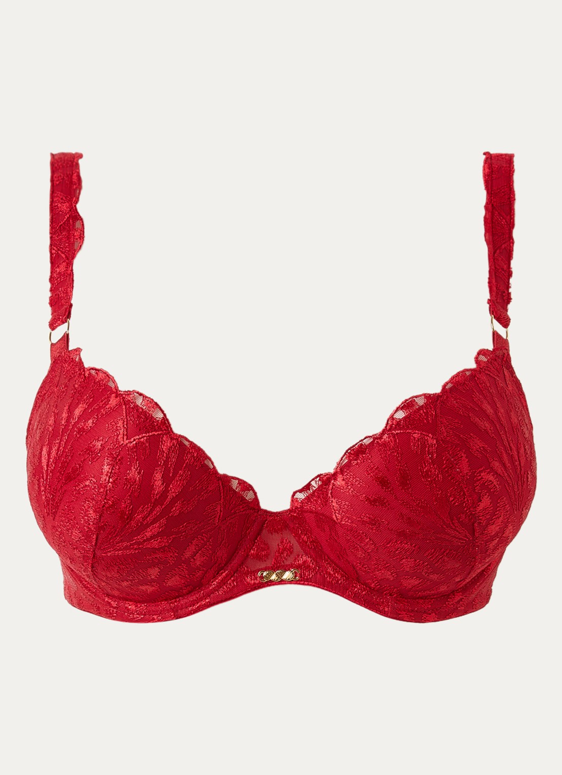 Aubade Crazy In Love push-up bh met overlay van mesh - voorkant rood