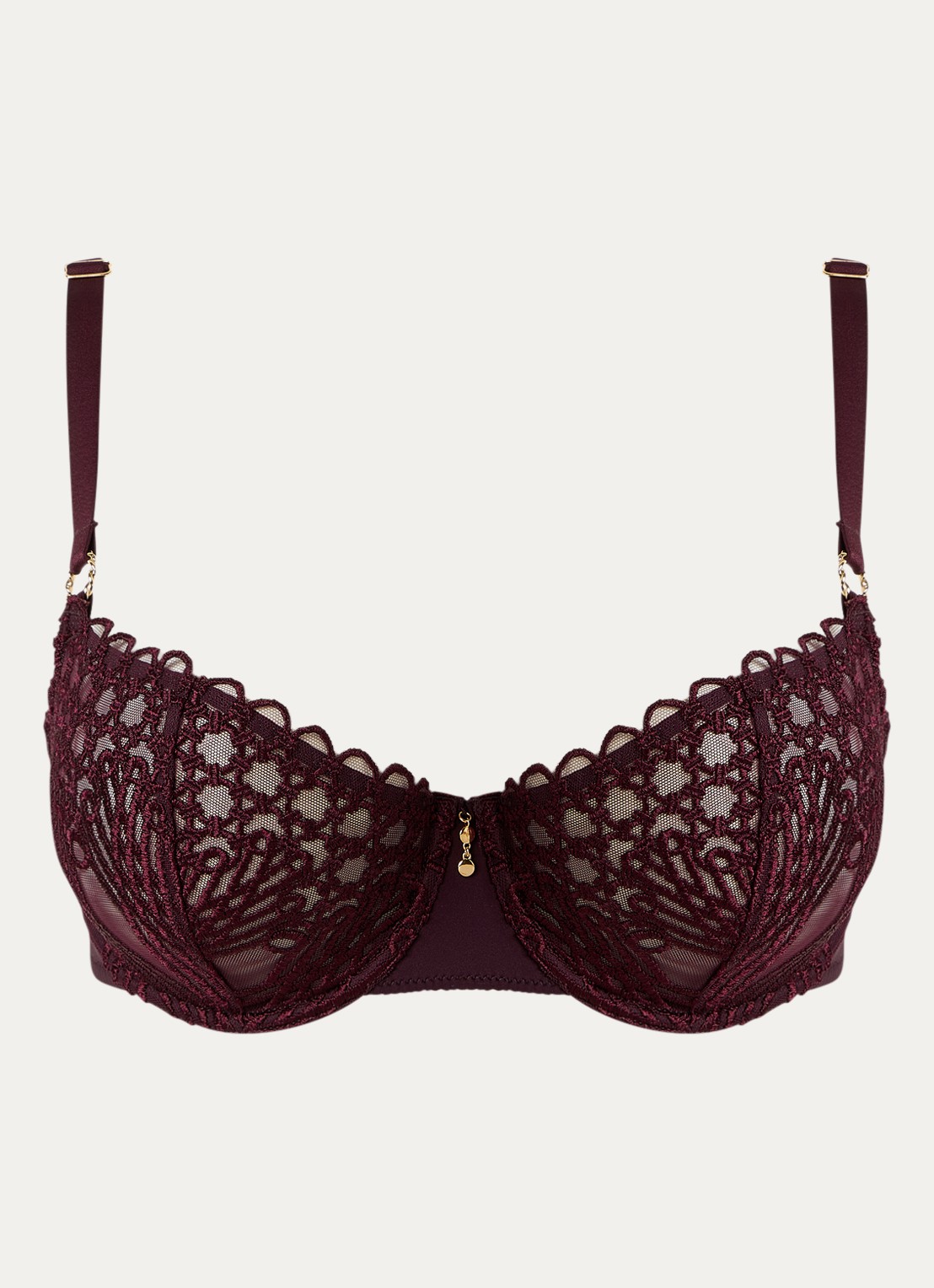 Aubade Eloge Du Desir balconette bh met beugel van mesh - voorkant aubergine