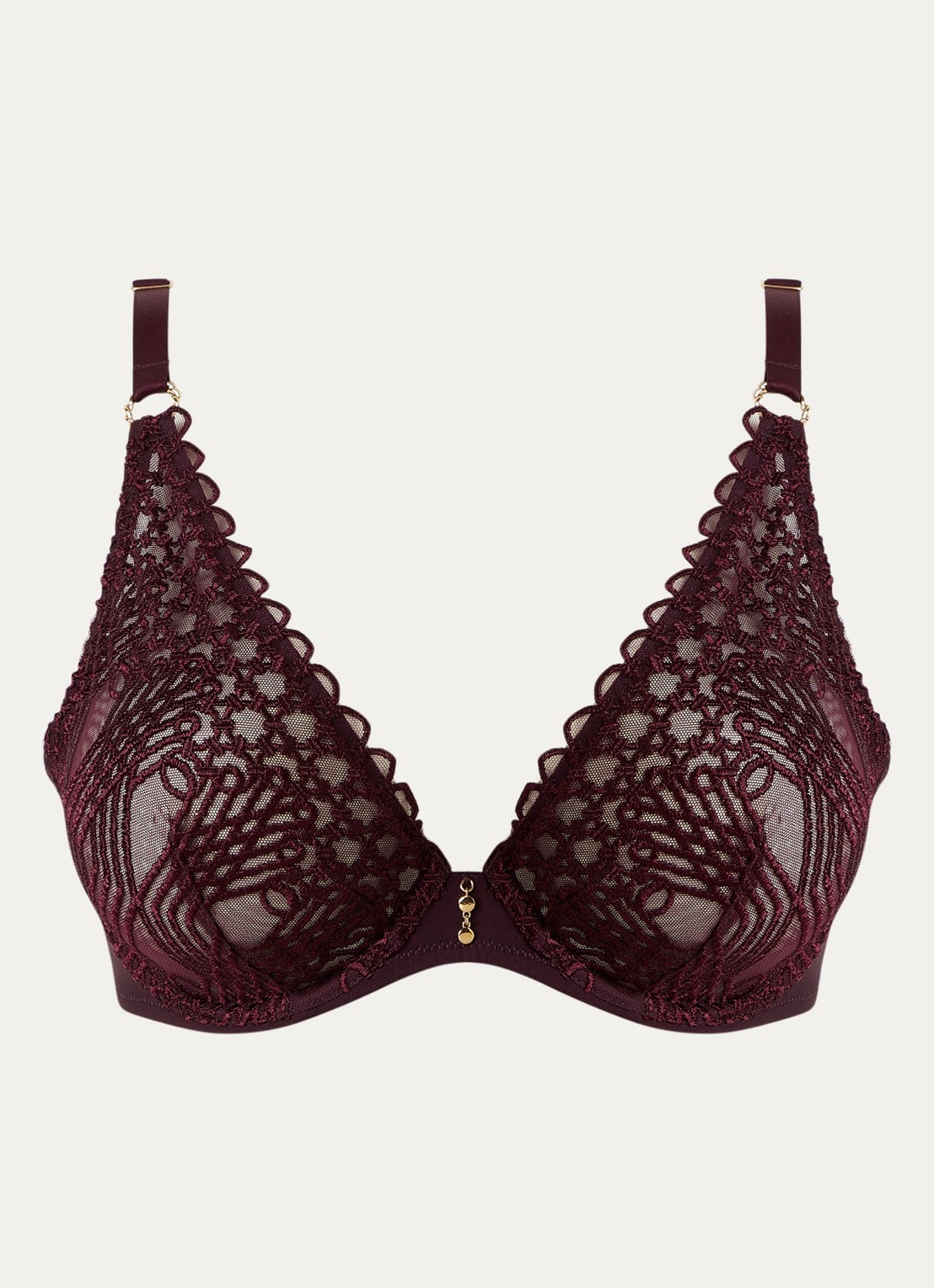 Aubade Eloge Du Desir beugel bh van mesh - voorkant aubergine