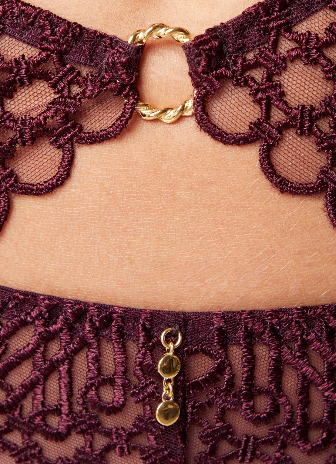 Aubade Eloge Du Desir jarretels van mesh - detail 4 aubergine