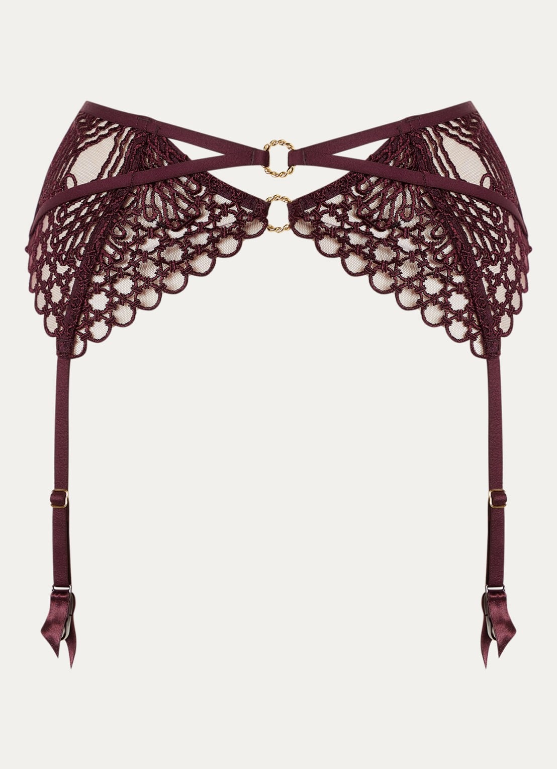 Aubade Eloge Du Desir jarretels van mesh - voorkant aubergine