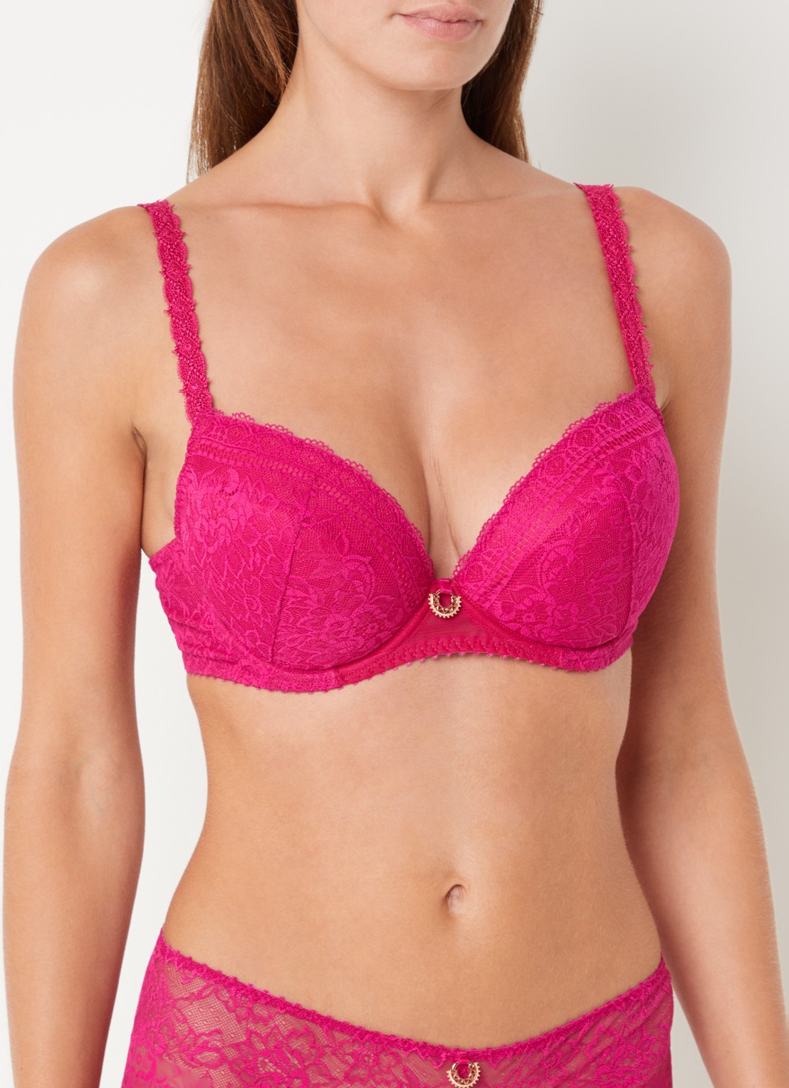 Aubade Ivresse Baroque push-up bh met overlay van kant - voorkant 3 fuchsia