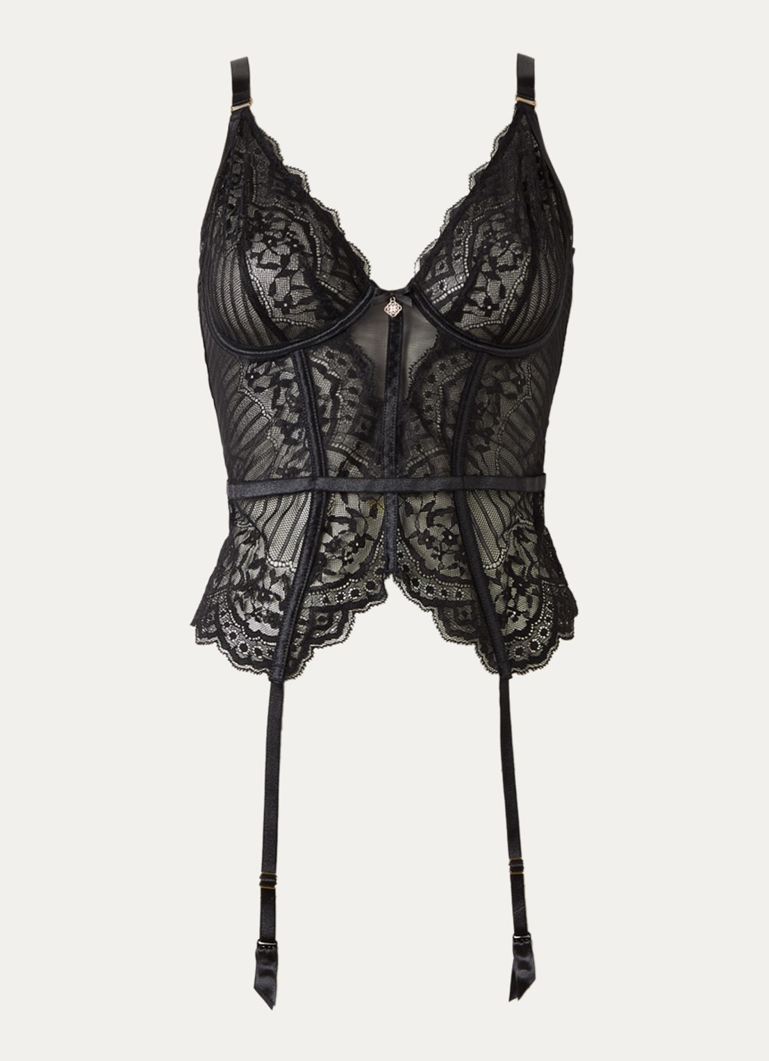 Aubade Love Vertigo bustier van kant - voorkant zwart