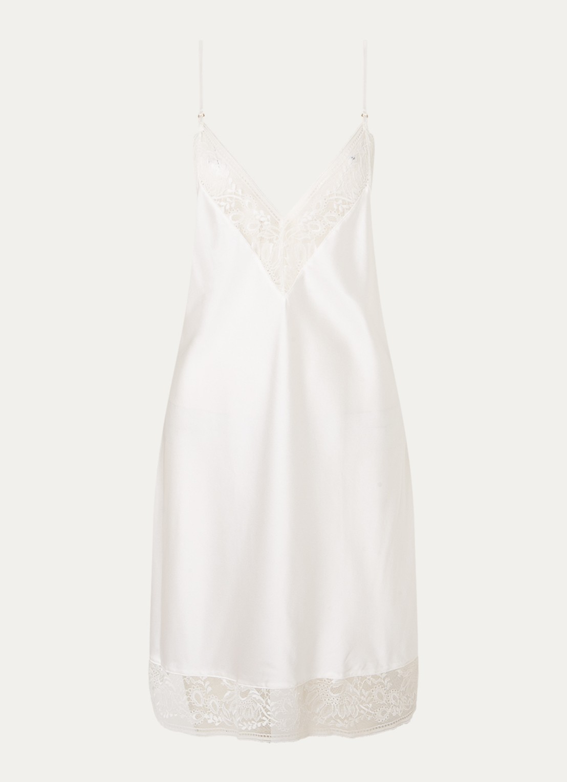 Aubade Midnight Whisper slipdress in zijdeblend met kant - voorkant 2 wit