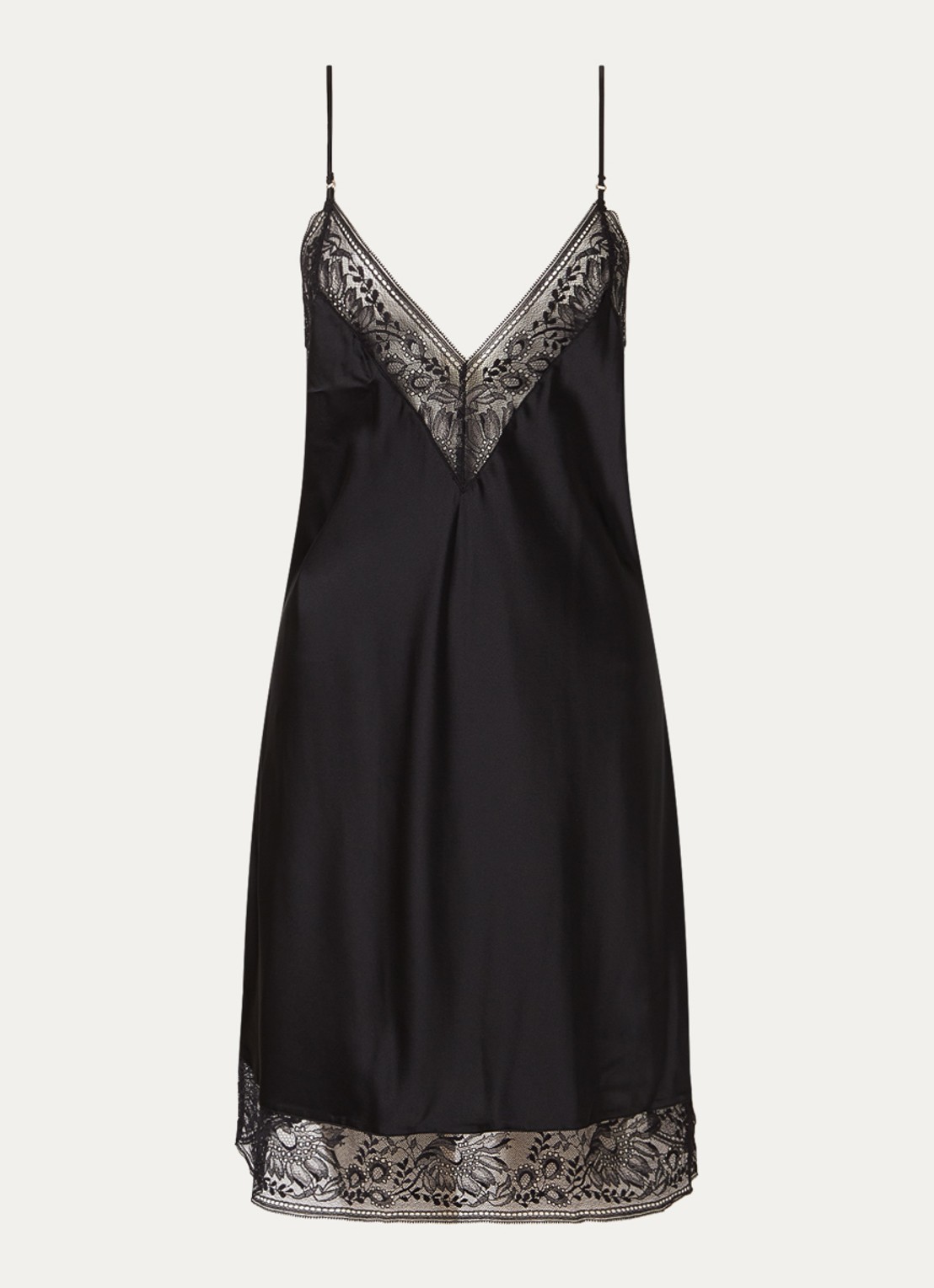 Aubade Midnight Whisper slipdress in zijdeblend met kant - voorkant 2 zwart