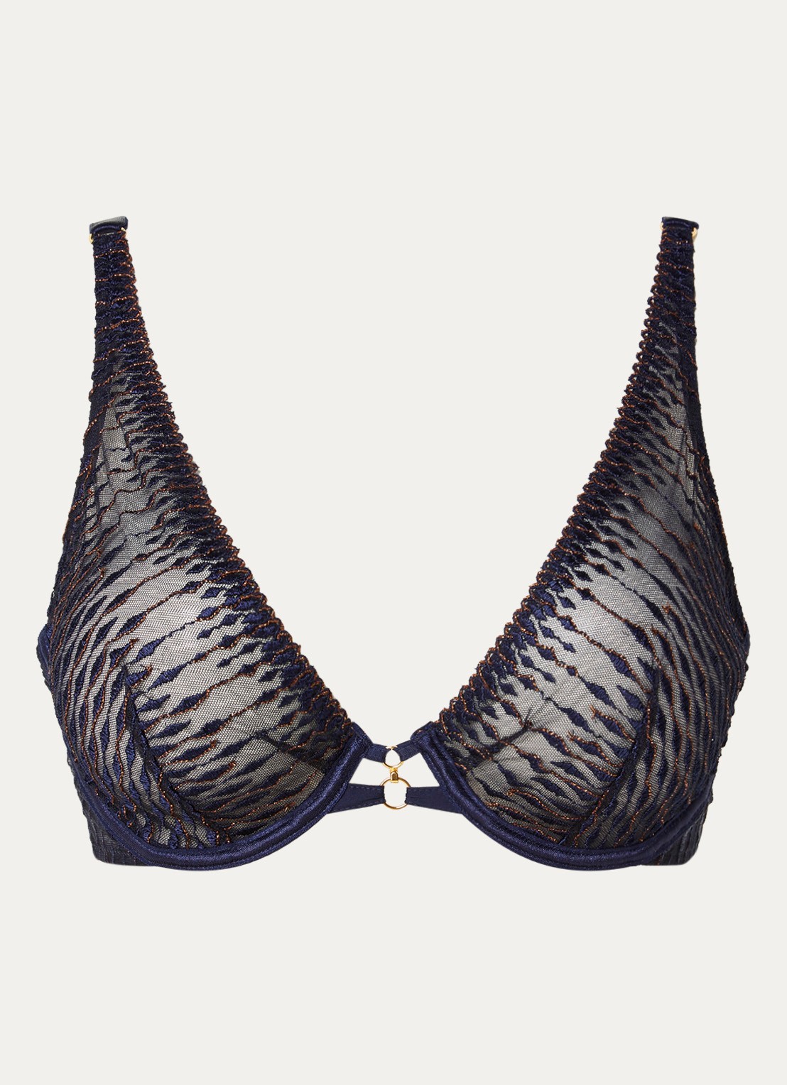 Aubade Plunge bh van mesh - voorkant donkerblauw