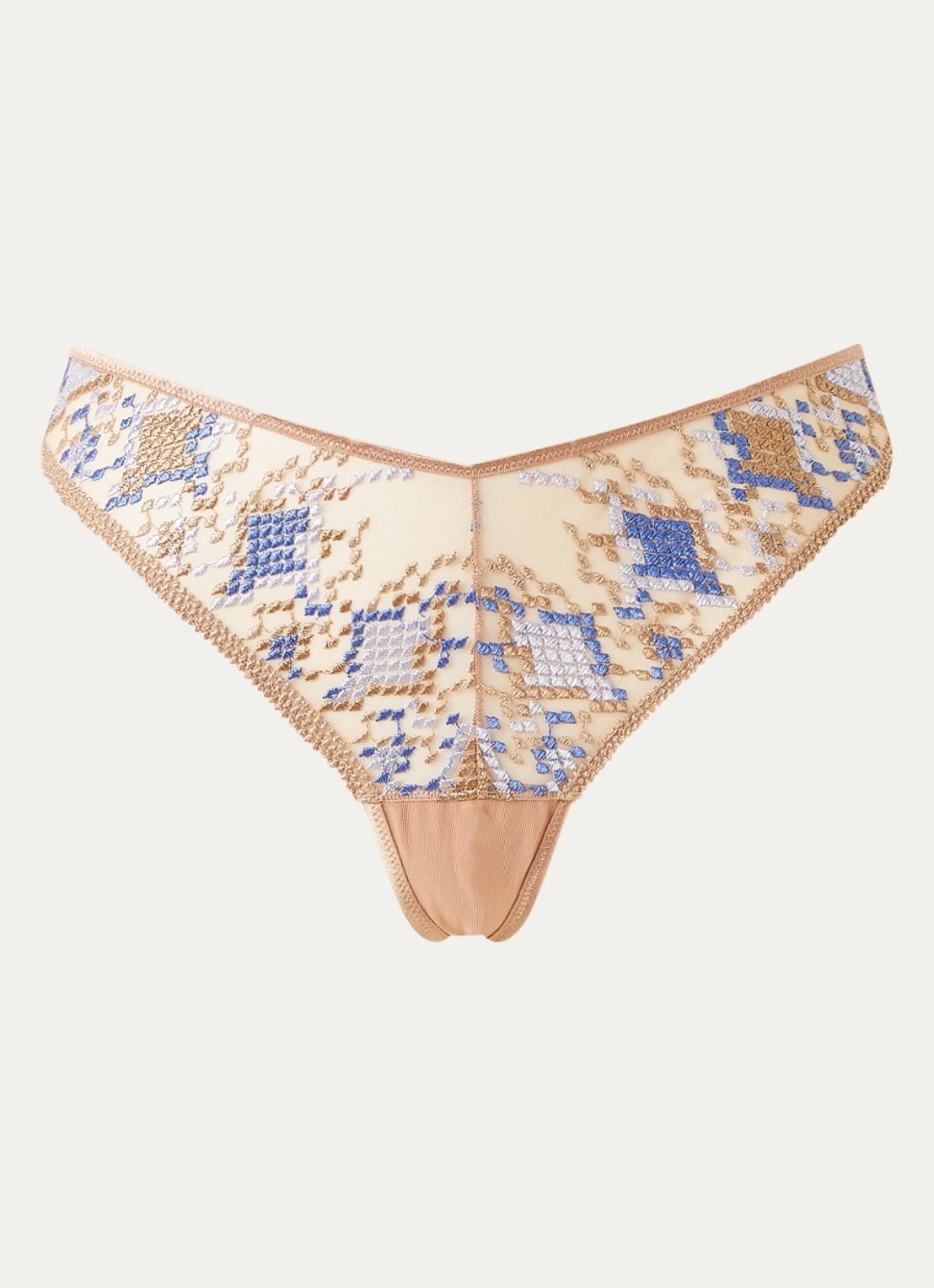 Aubade Poetic Delights string van mesh met borduring en lurex - voorkant paars
