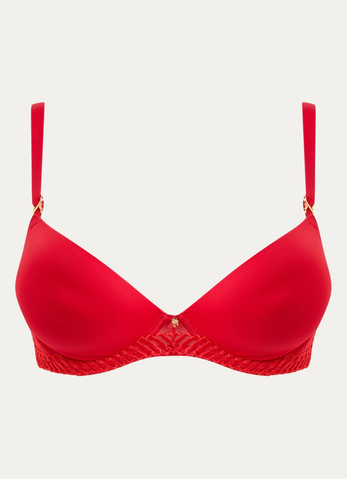 Aubade Push-up bh met mesh en borduring  - voorkant rood