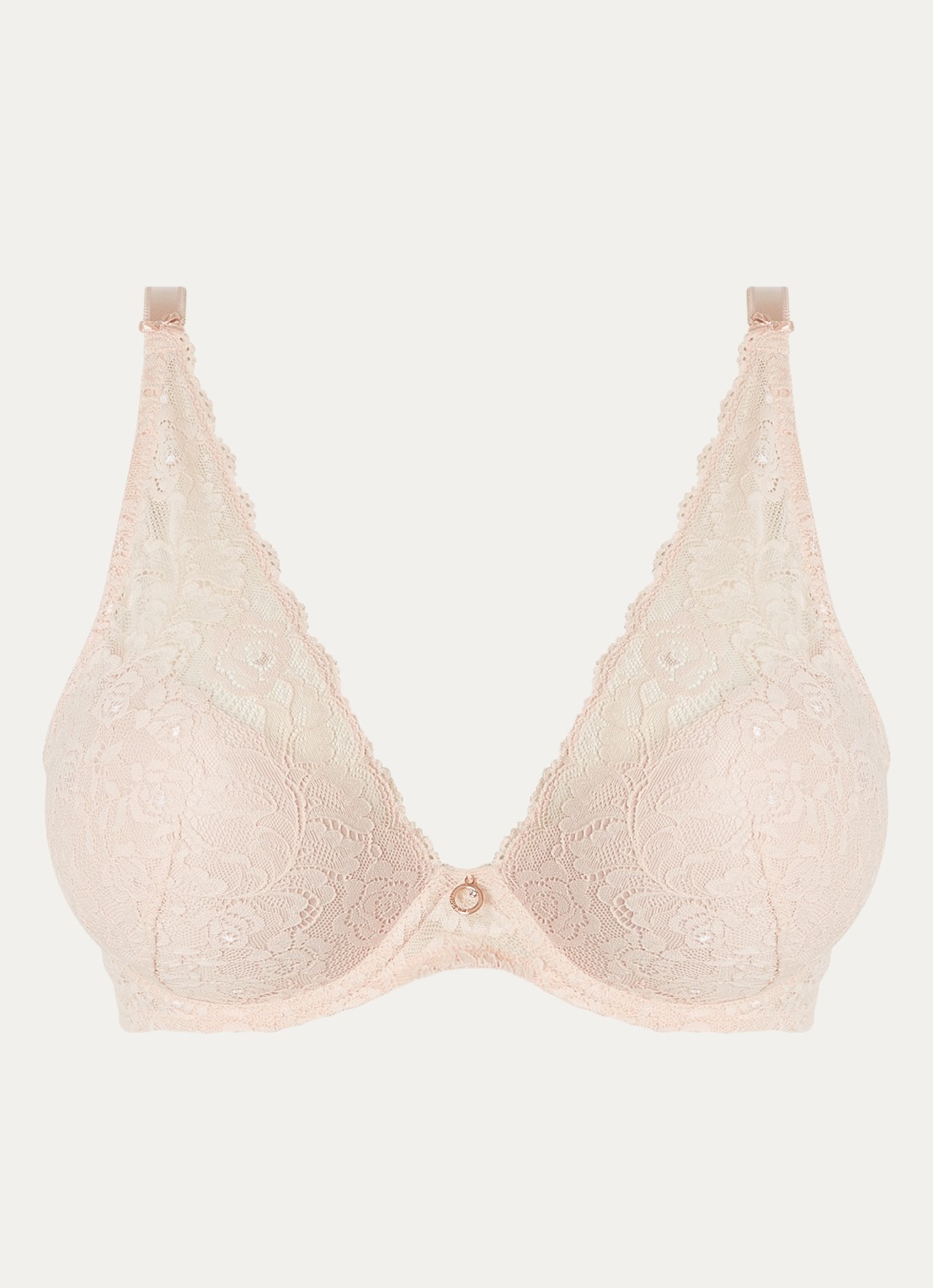Aubade Rosessence Care voorgevormde push-up bh met overlay van kant - voorkant 4 oudroze
