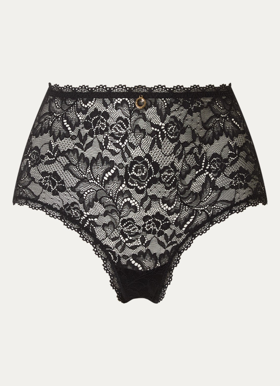 Aubade Rosessence high waisted slip van kant - voorkant 4 zwart