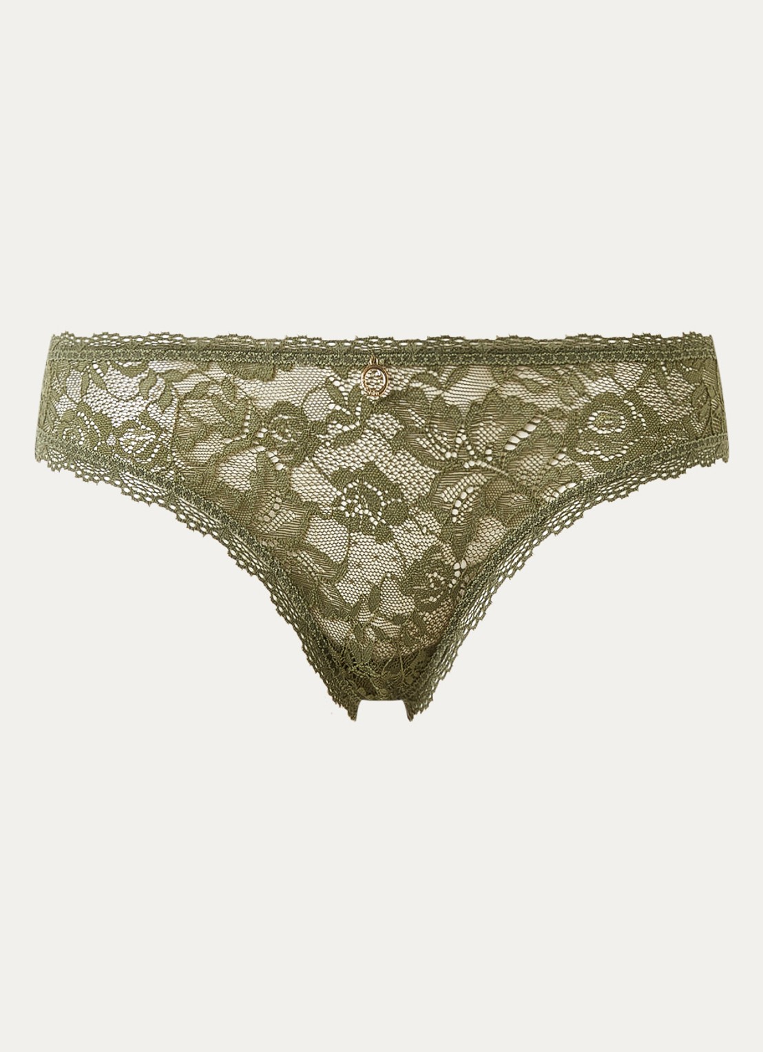 Aubade Rosessence slip van kant - voorkant mosgroen