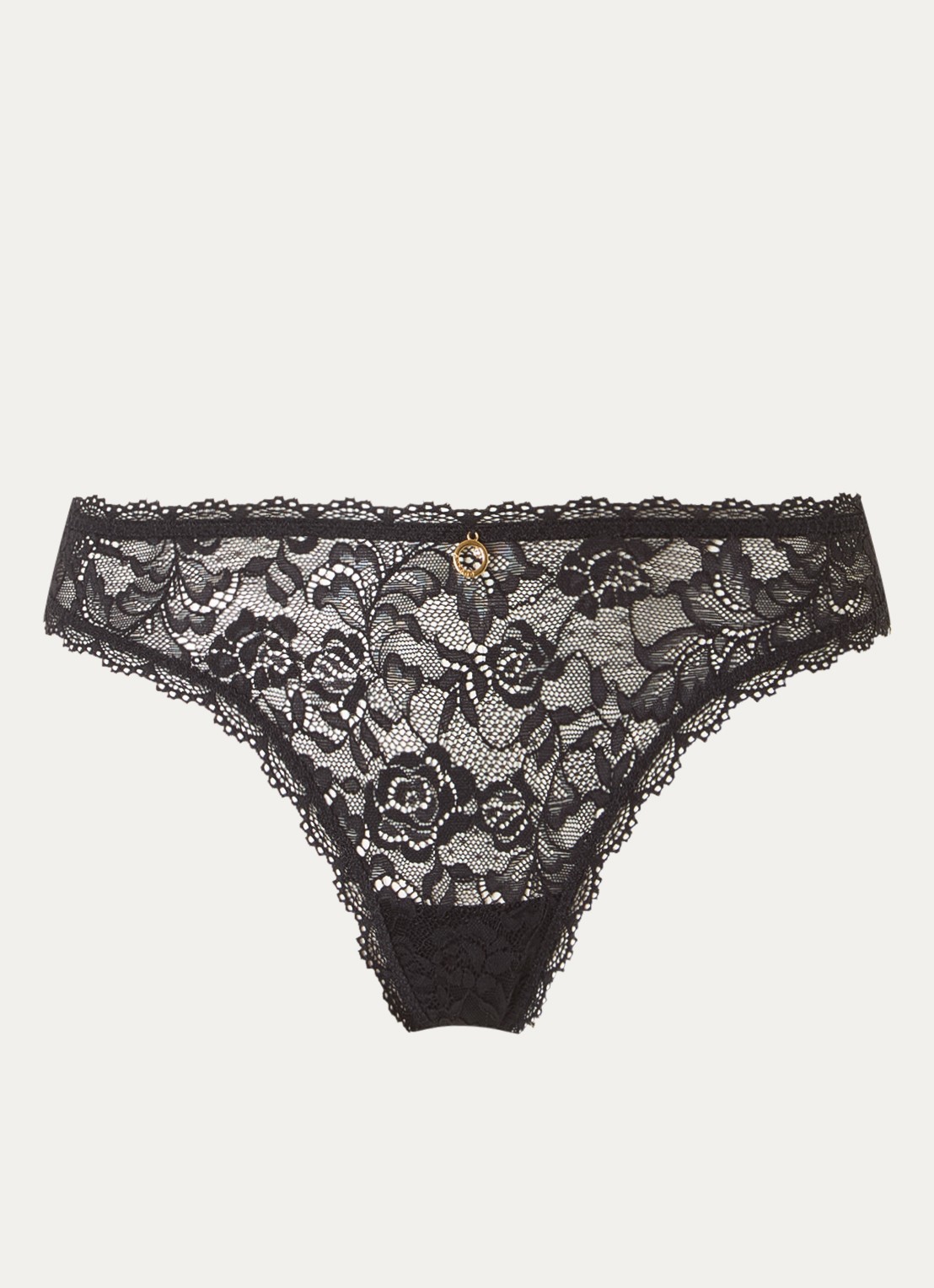 Aubade Rosessence tanga van kant - voorkant zwart