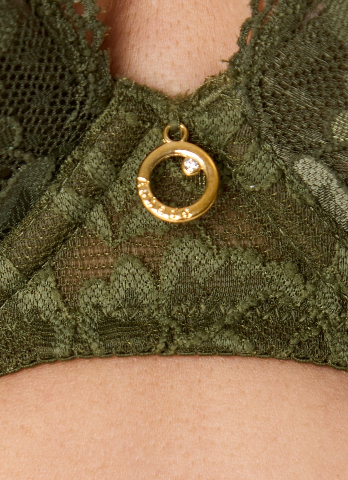 Aubade Rosessence voorgevormde beugel bh met overlay van kant - detail 3 mosgroen