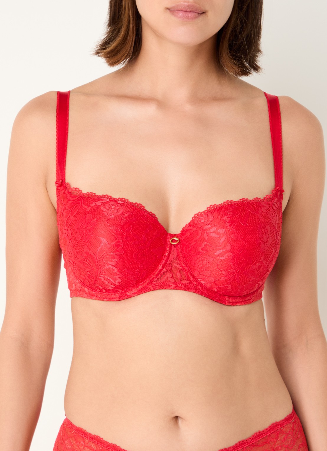 Aubade Rosessence voorgevormde bh met overlay van kant - detail 4 rood