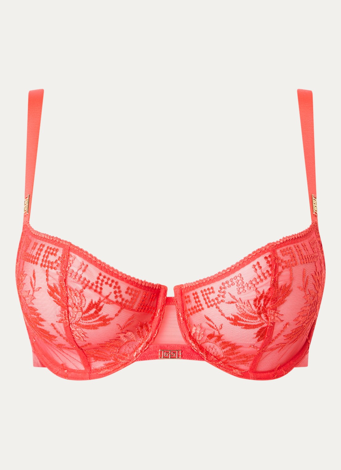 Aubade Rules Of Attraction beugel bh van mesh met borduring - voorkant rood