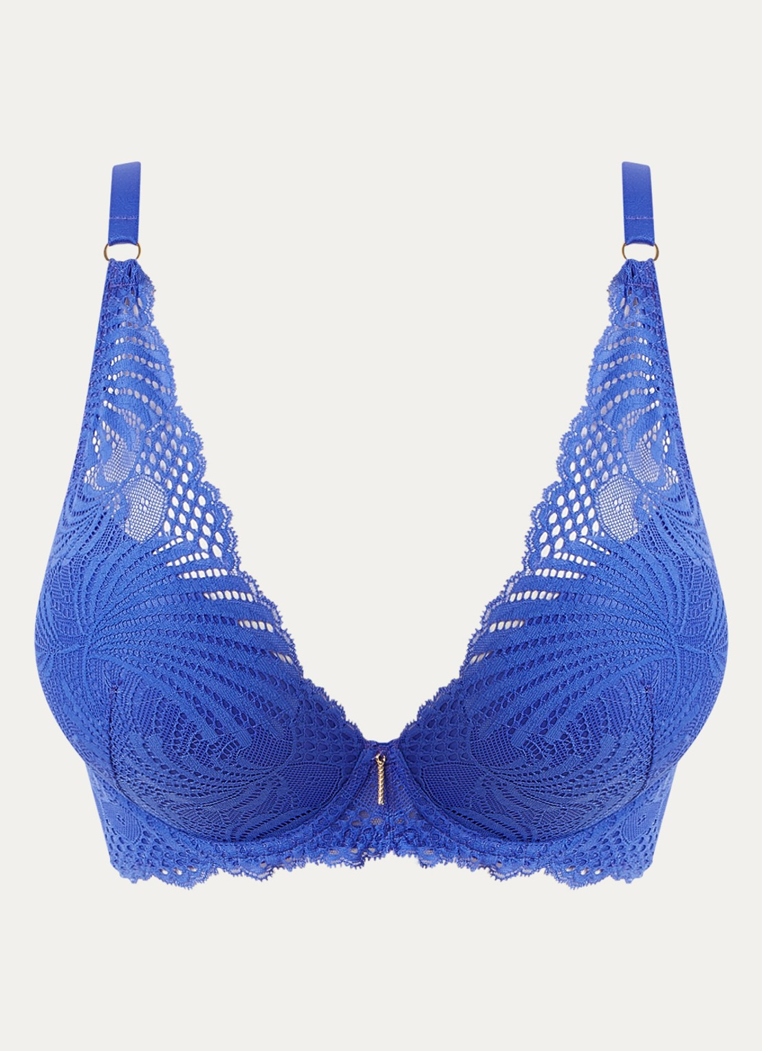 Aubade Rythm Of Desire plunge bh met overlay van kant - voorkant 4 kobaltblauw