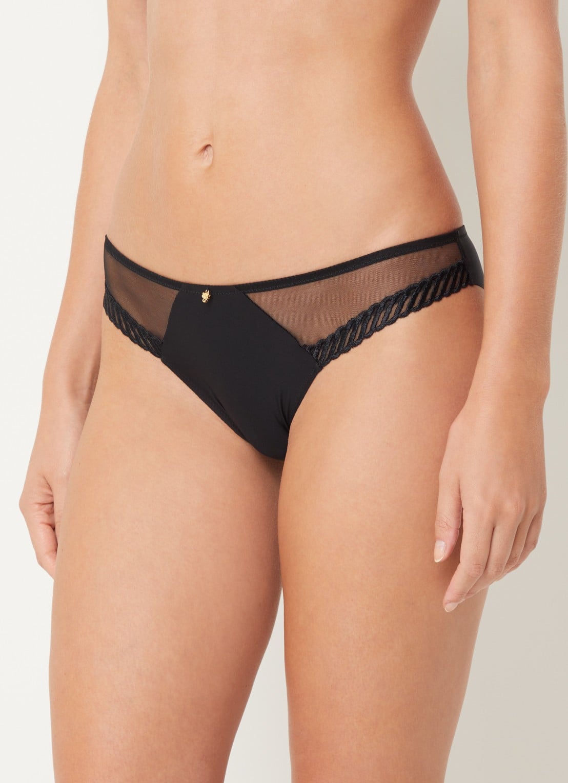 Aubade Sheer Emotion slip met details van mesh - voorkant 4 zwart