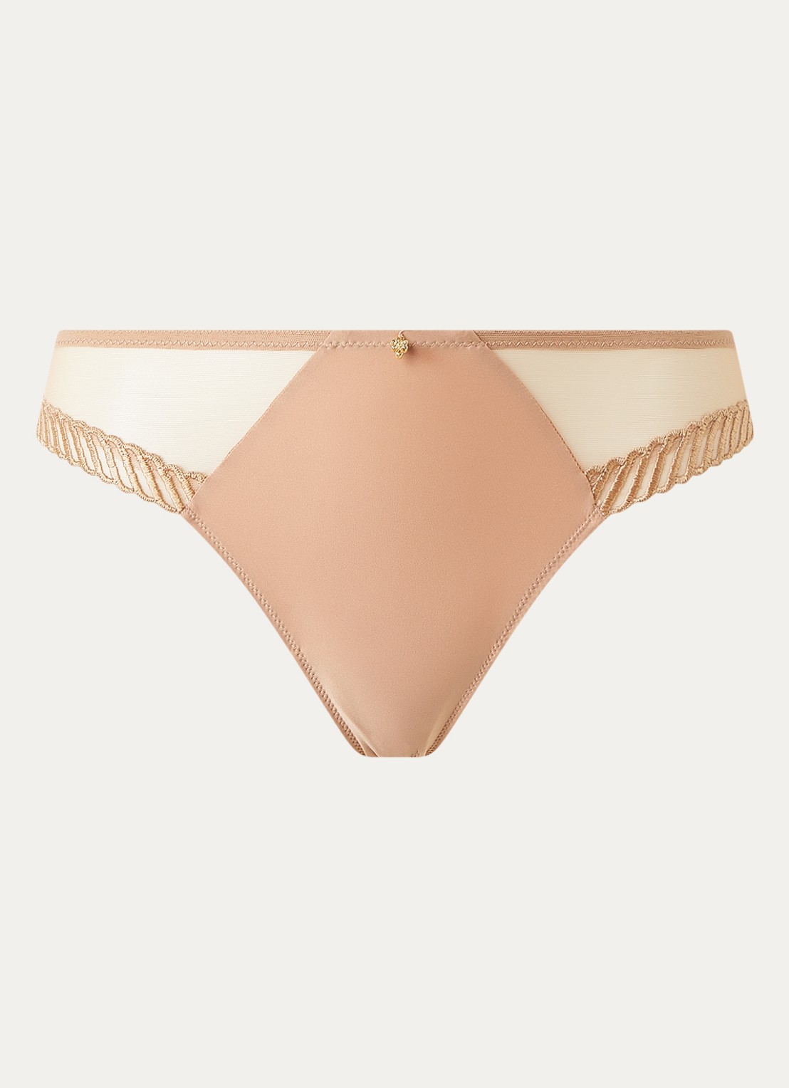 Aubade Sheer Emotion slip met details van mesh - voorkant beige